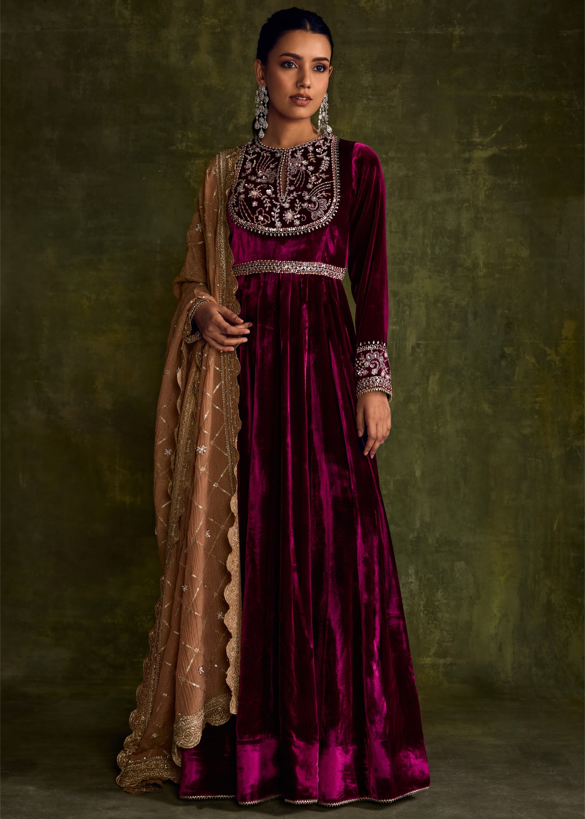 Mulberry Velvet Anarkali XS