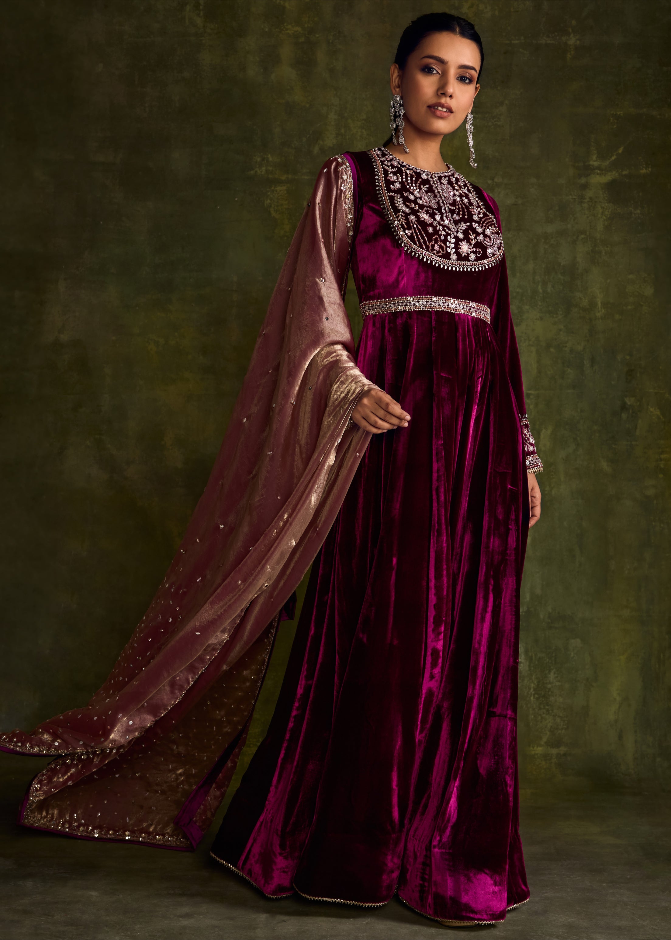 Mulberry Velvet Anarkali