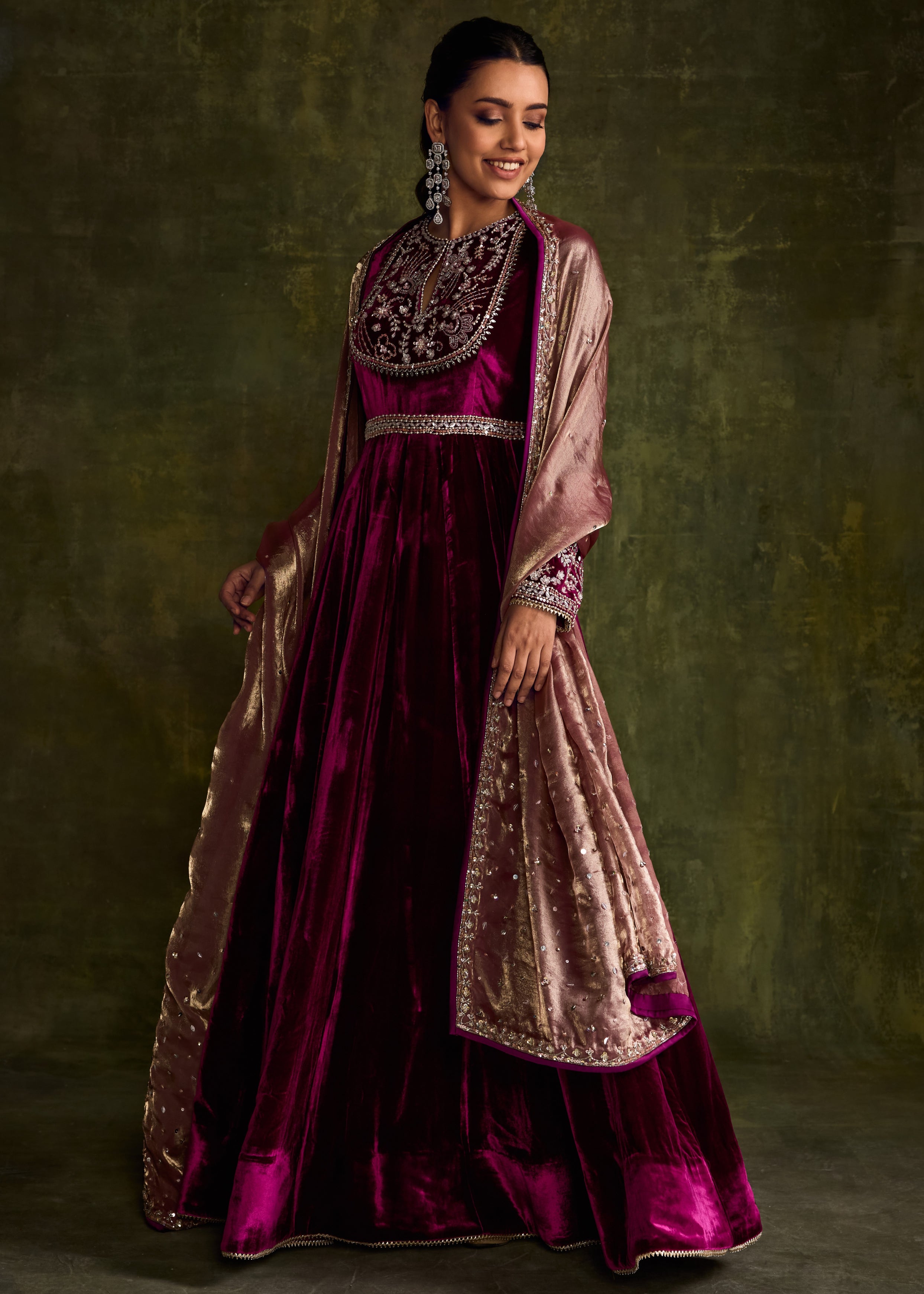 Mulberry Velvet Anarkali