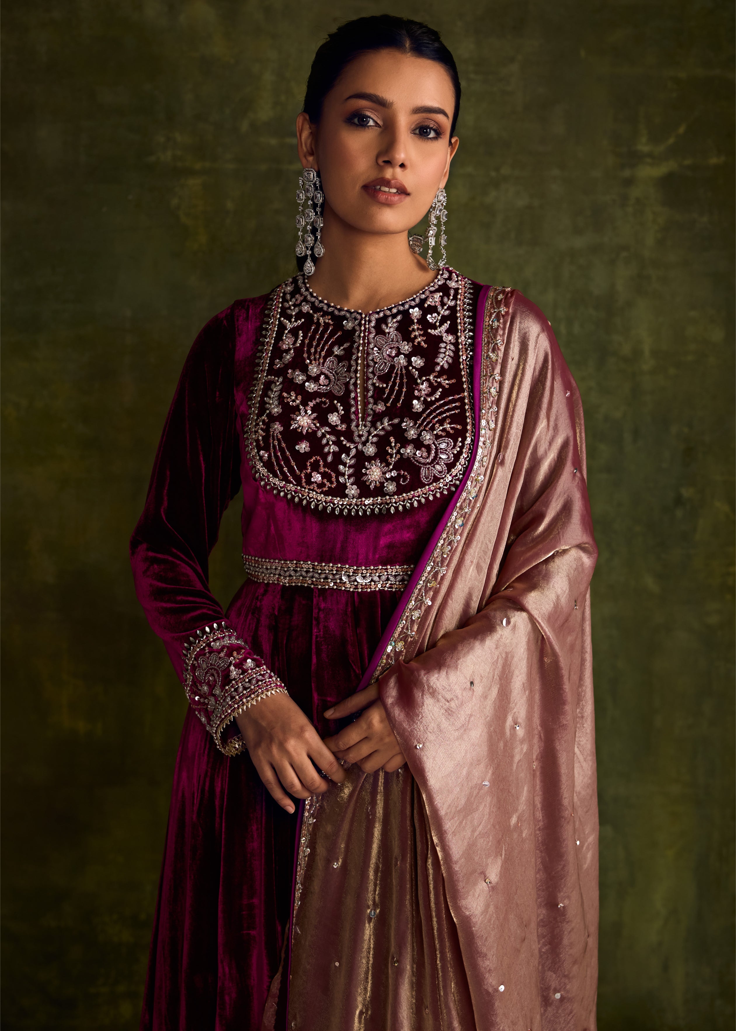 Mulberry Velvet Anarkali