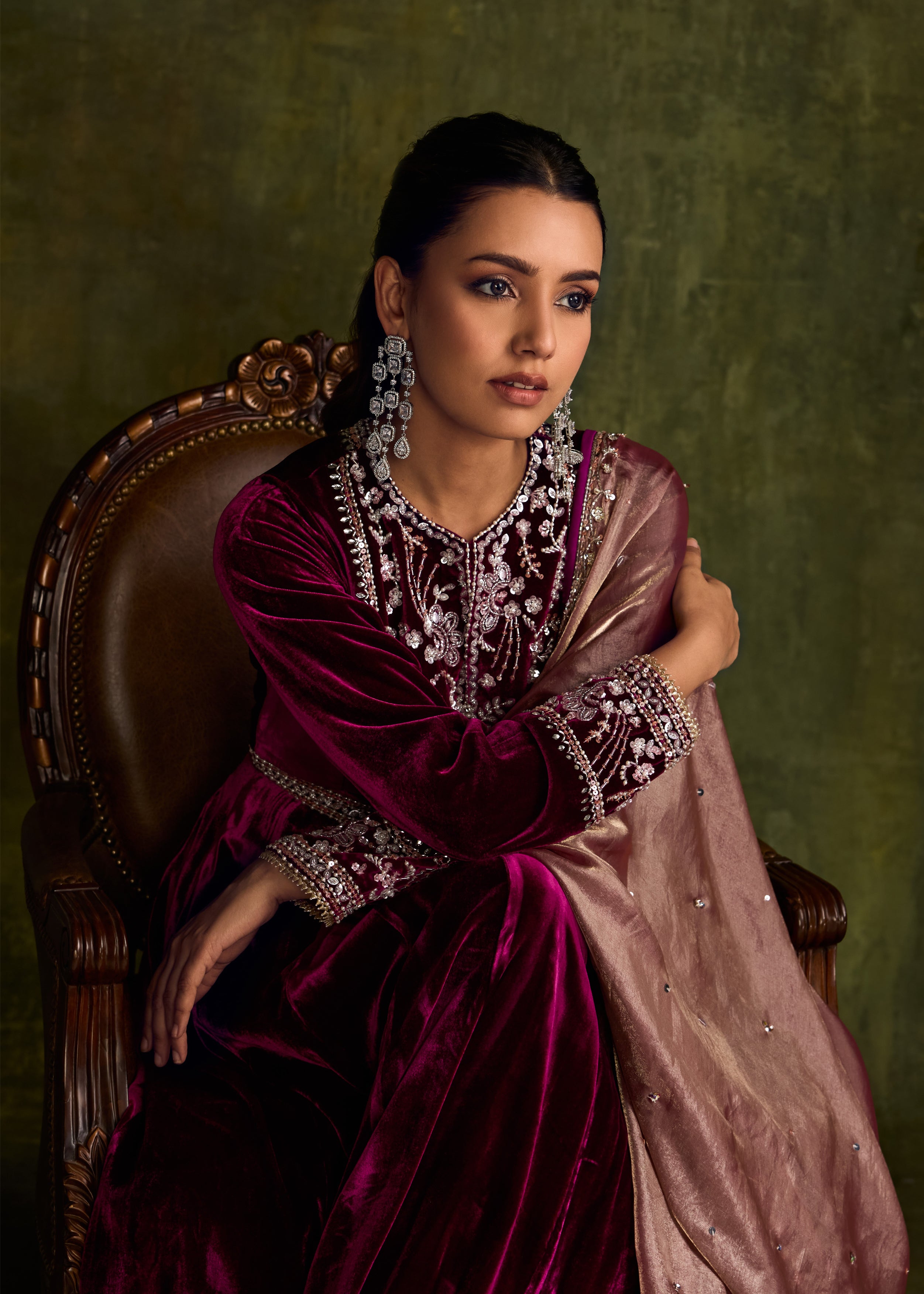 Mulberry Velvet Anarkali