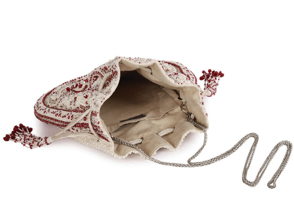 Bijoux Potli Pristine Ivory Ruby Red Potli