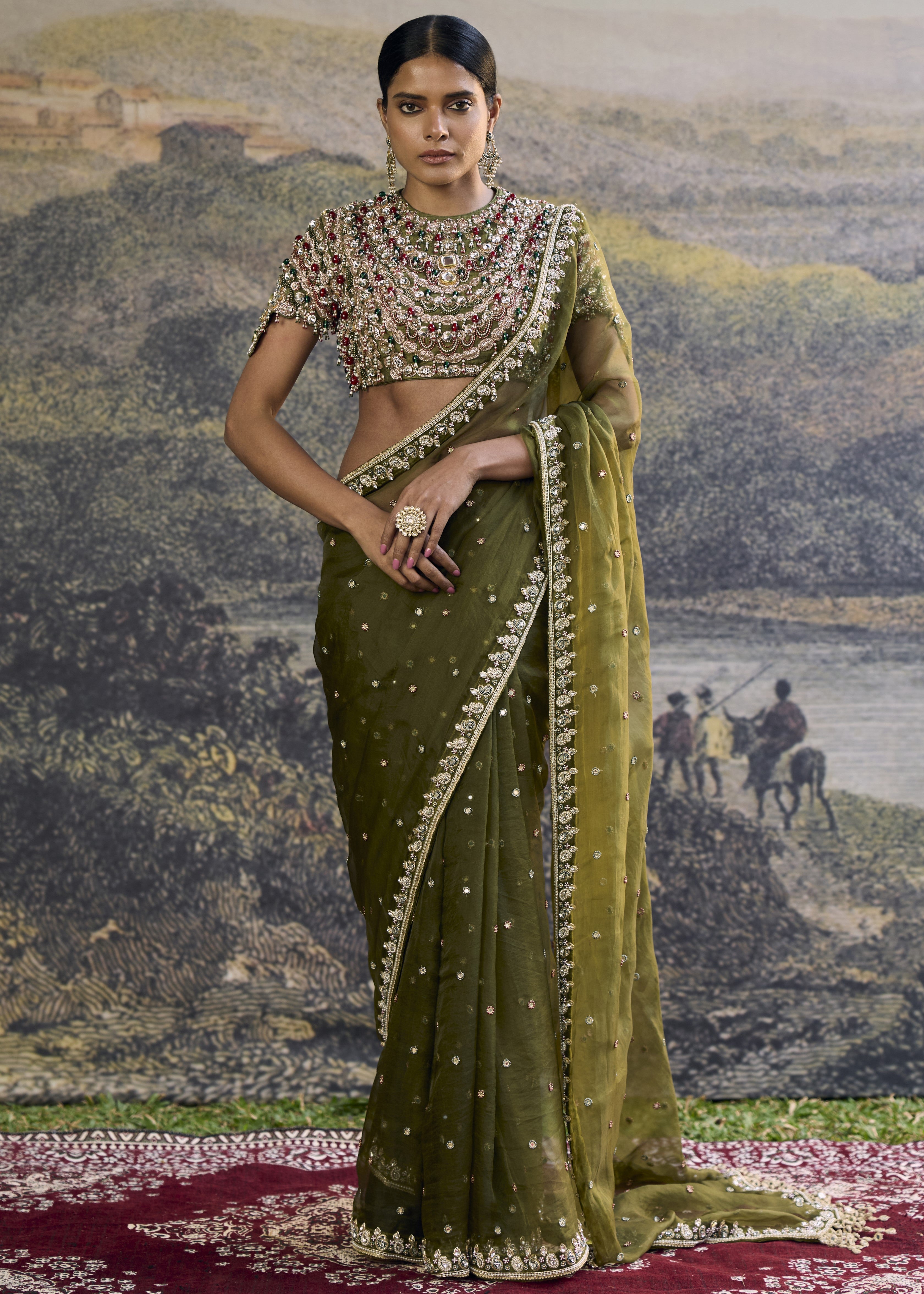 Zoya Jewel Organza Sari Set