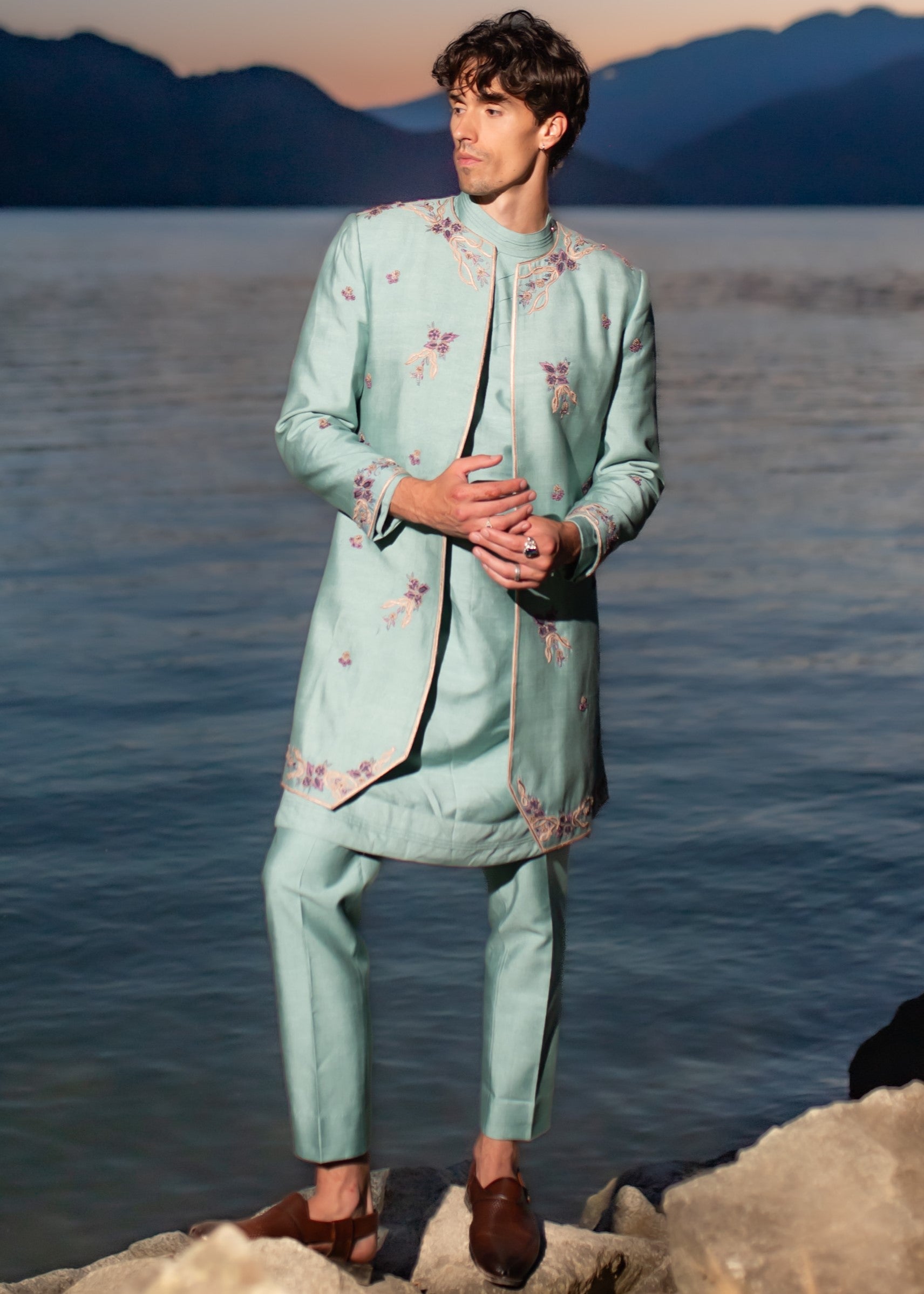 Blue Felicia Contemporary Jacket Set