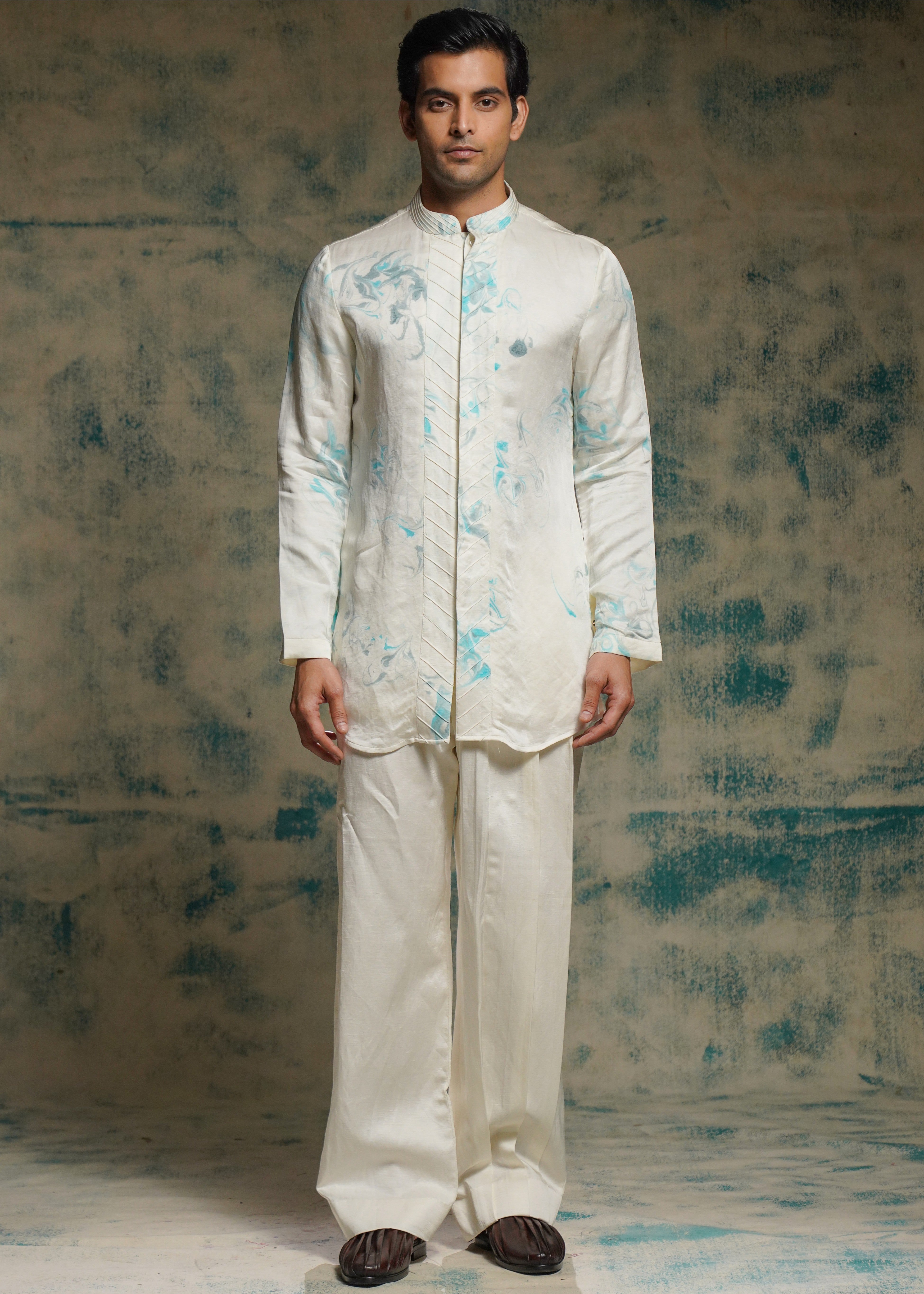 Ivory Marble Dyed Kurta Set