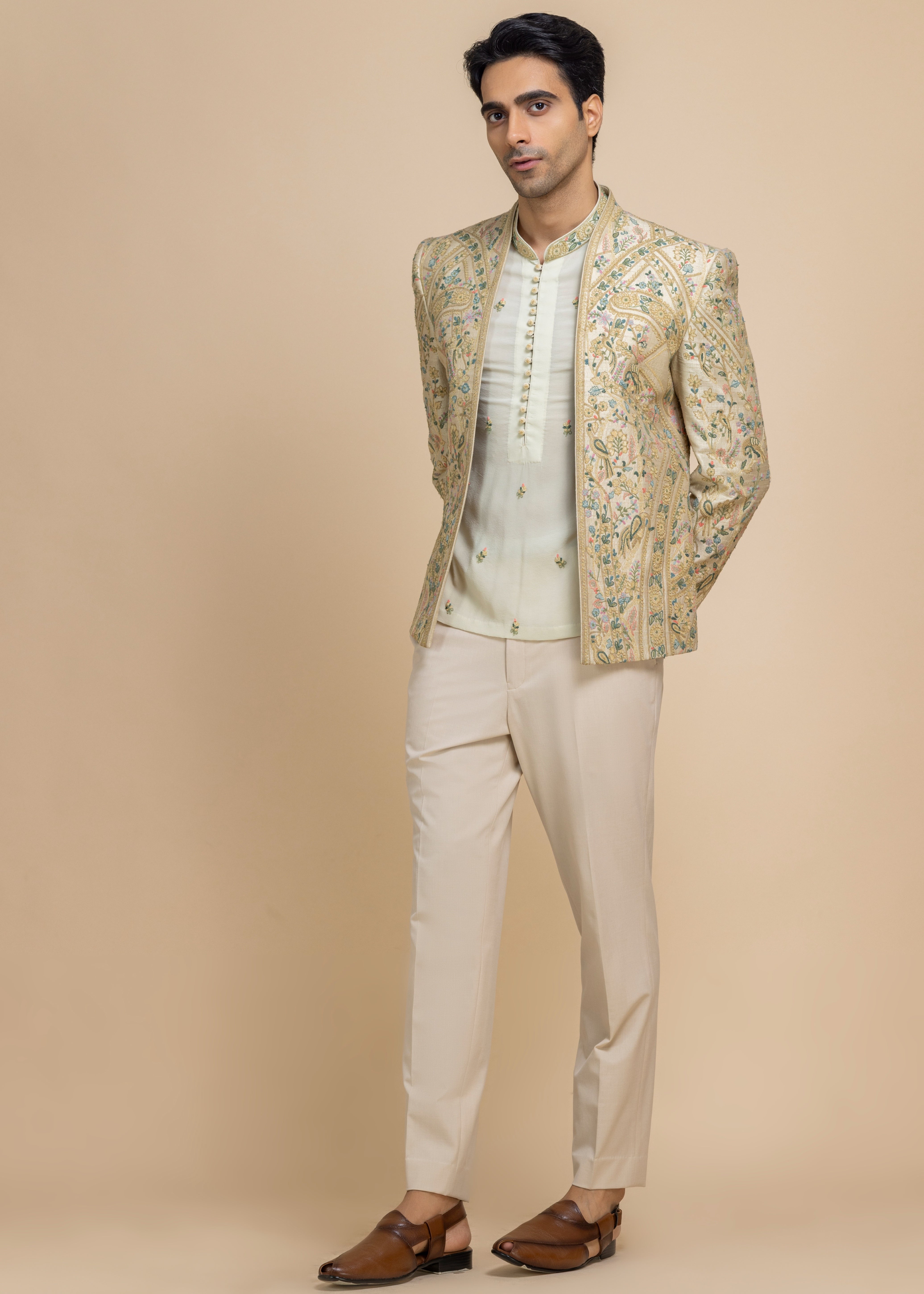 Zavian Short Jacket, Kurta & Pant Set