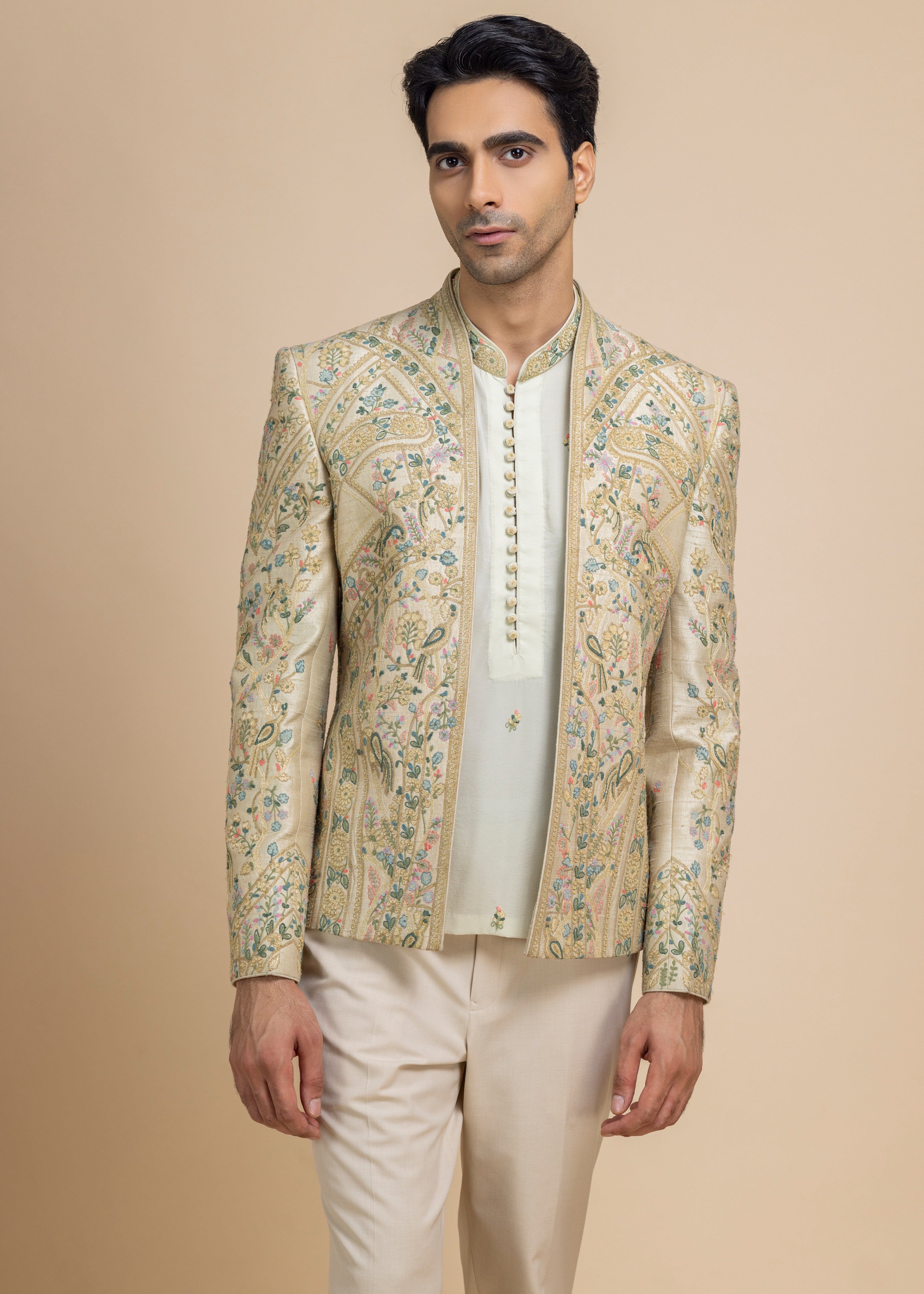 Zavian Short Jacket, Kurta & Pant Set