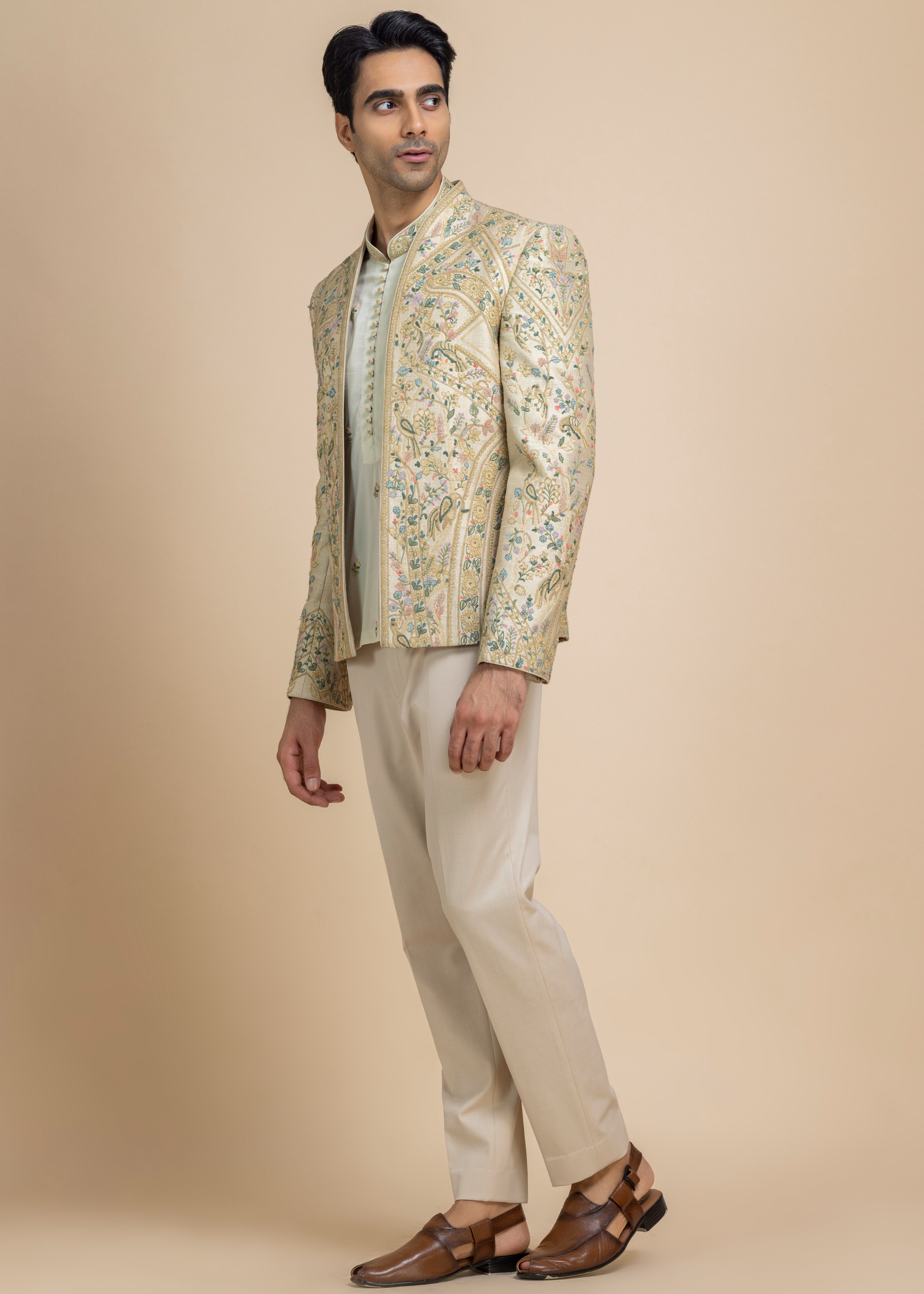 Zavian Short Jacket, Kurta & Pant Set
