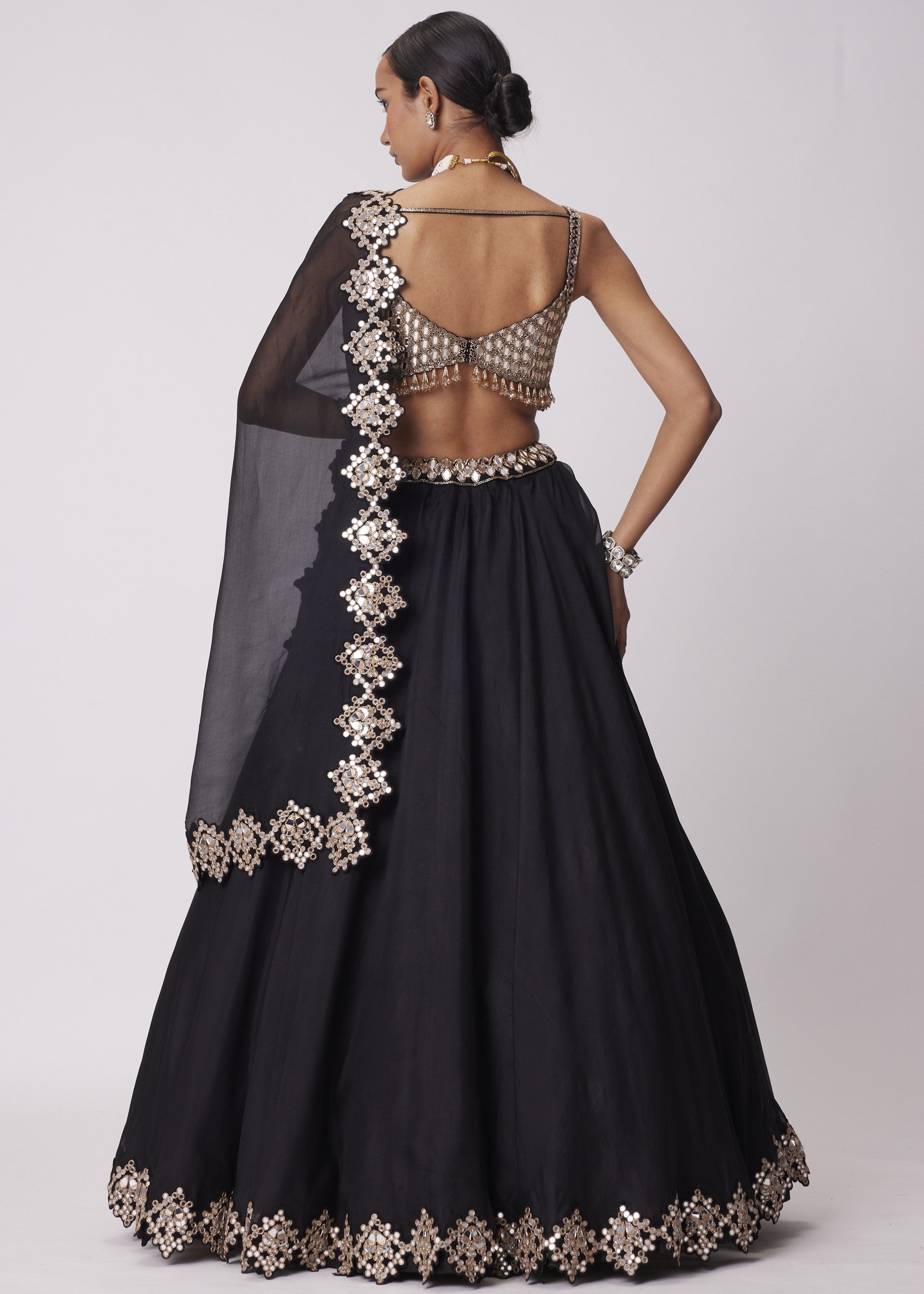 Black Organza Lehenga Set