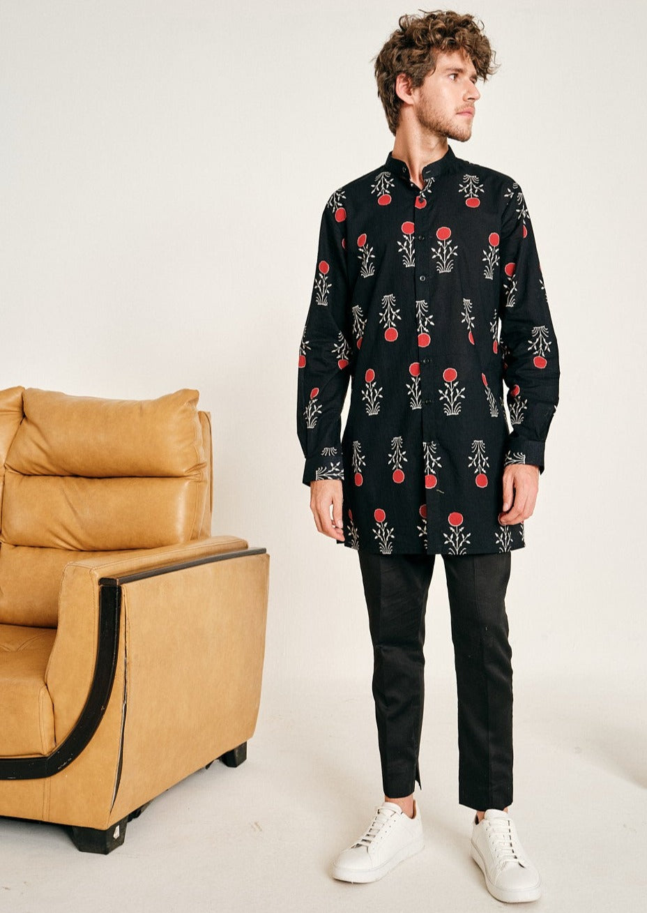 Noor Cotton Kurta with Matching Black Pajama