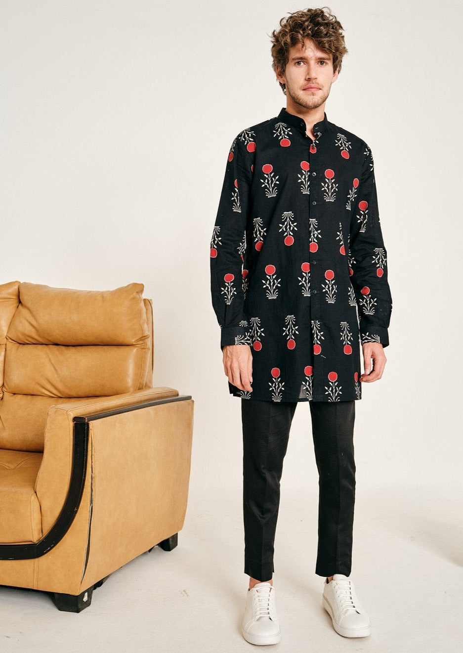 Noor Cotton Kurta with Matching Black Pajama