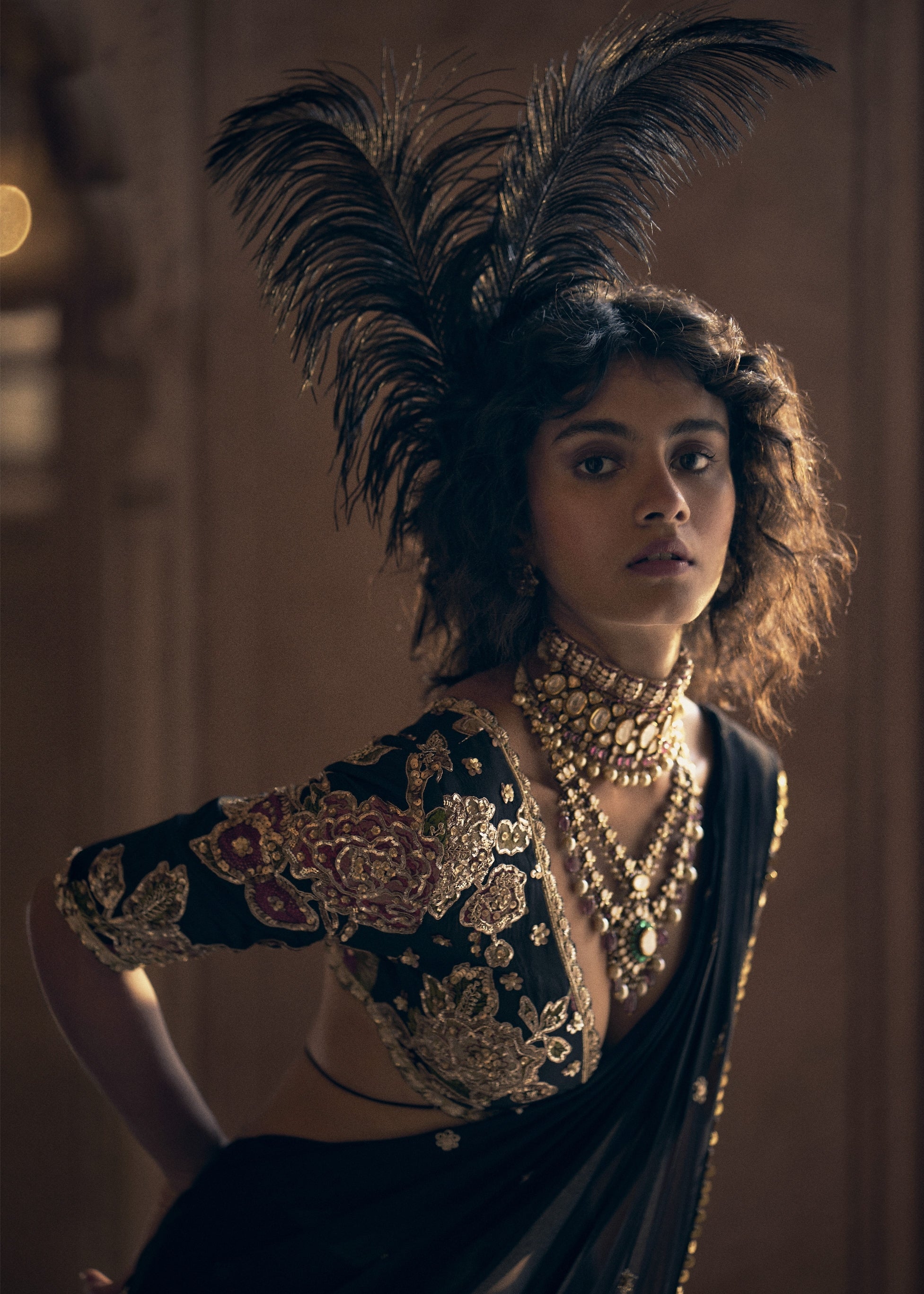 Romantic Black Pre-Draped Sari
