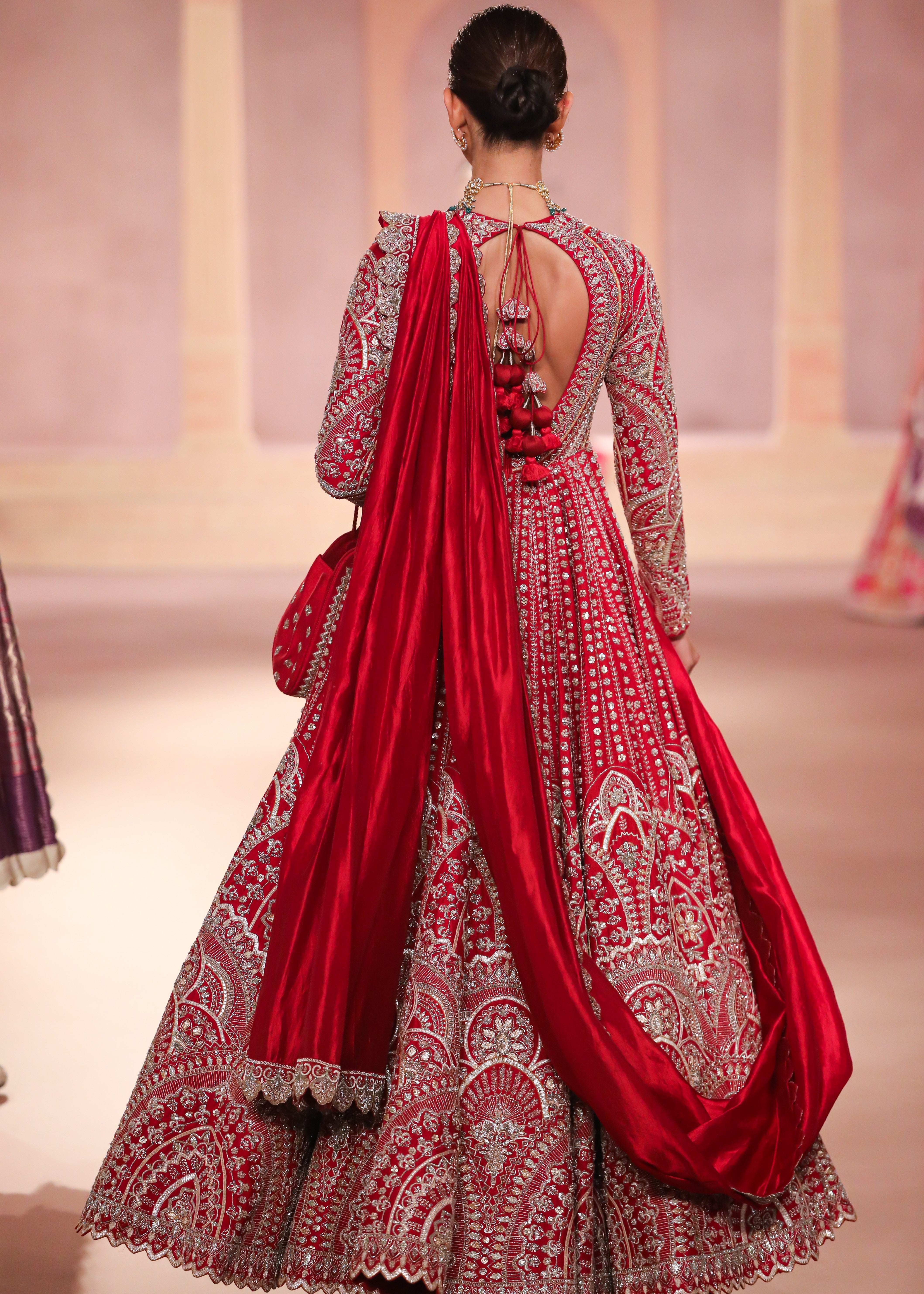 Red Organza Anarkali Set