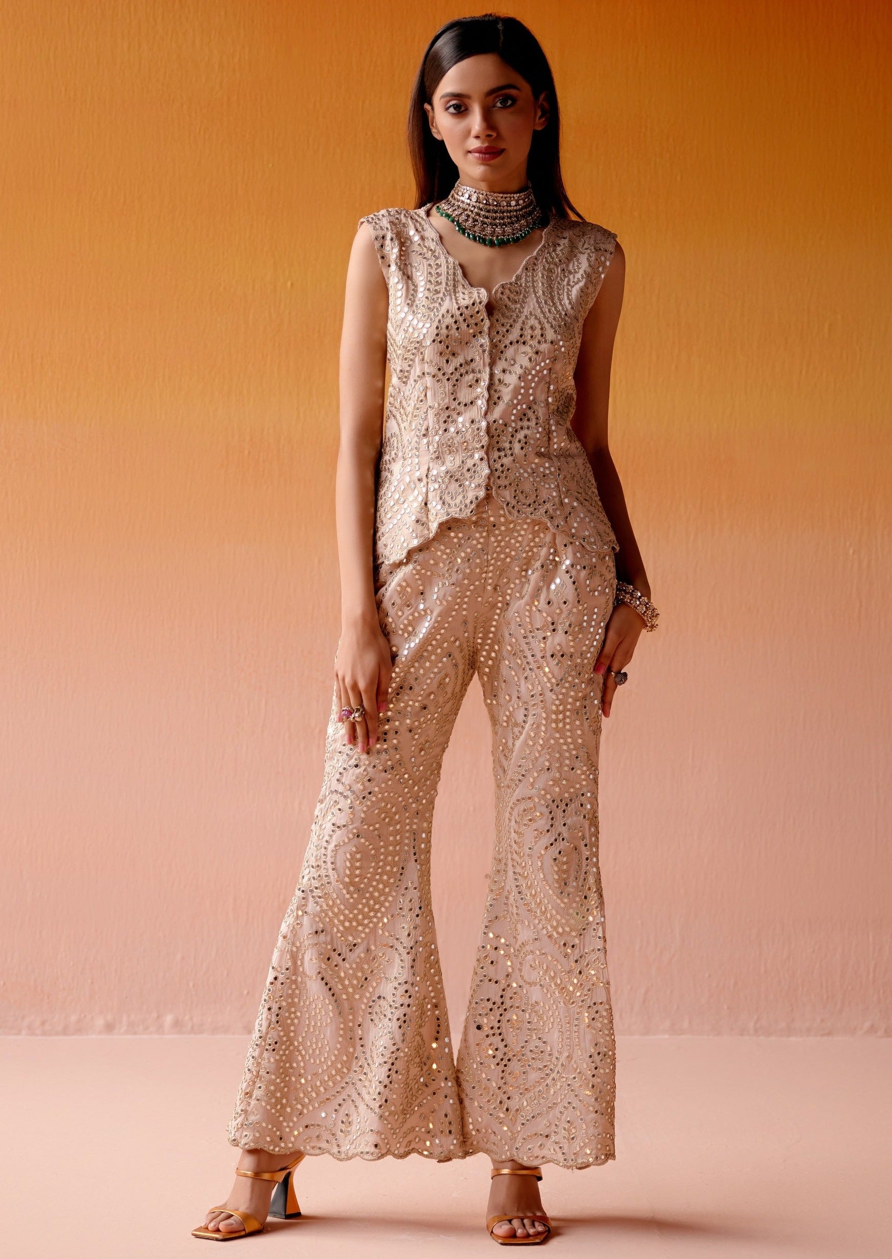 Mirrorwork Scallop Vest