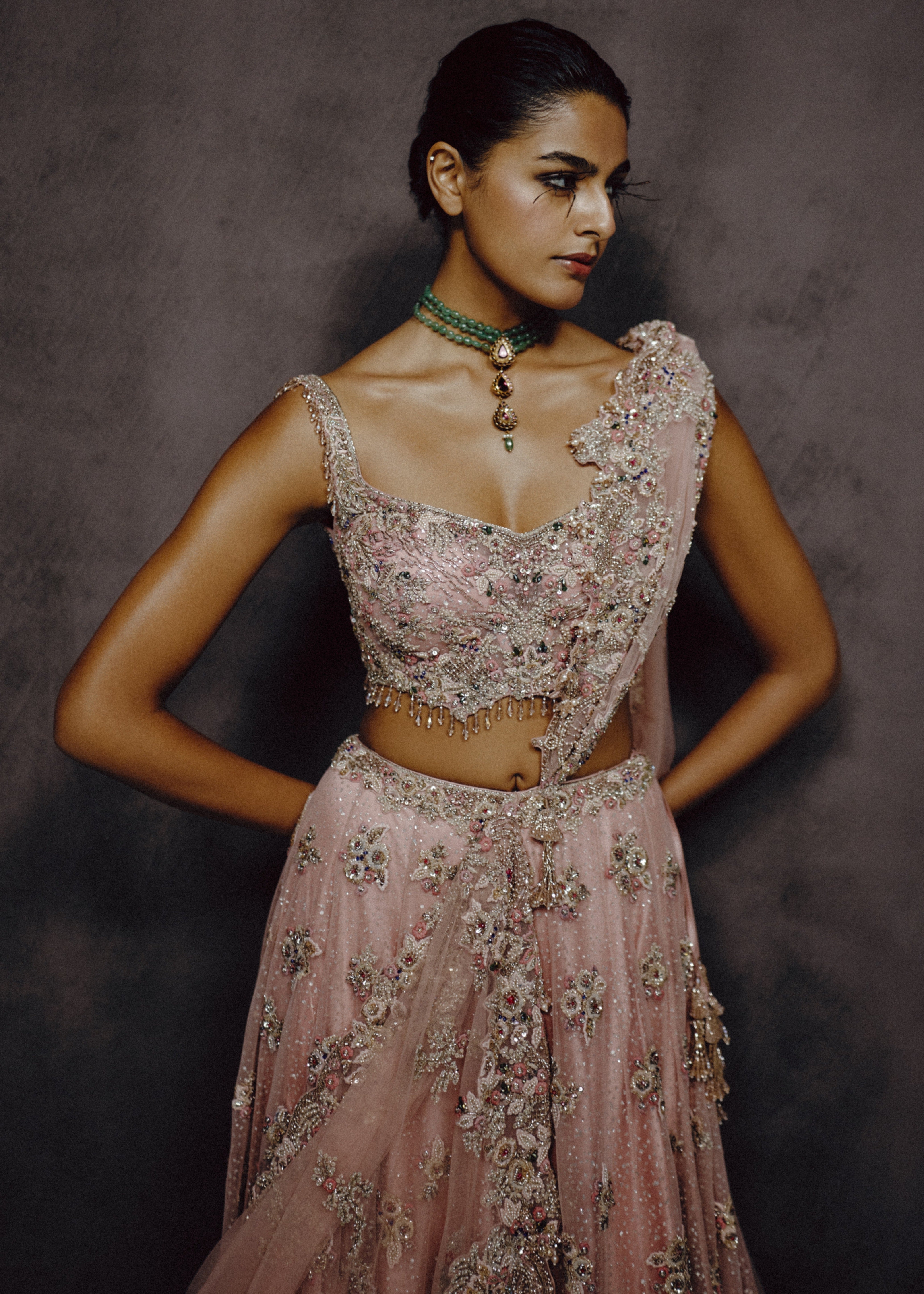 Petalia Dusty Rose Embellished Lehenga