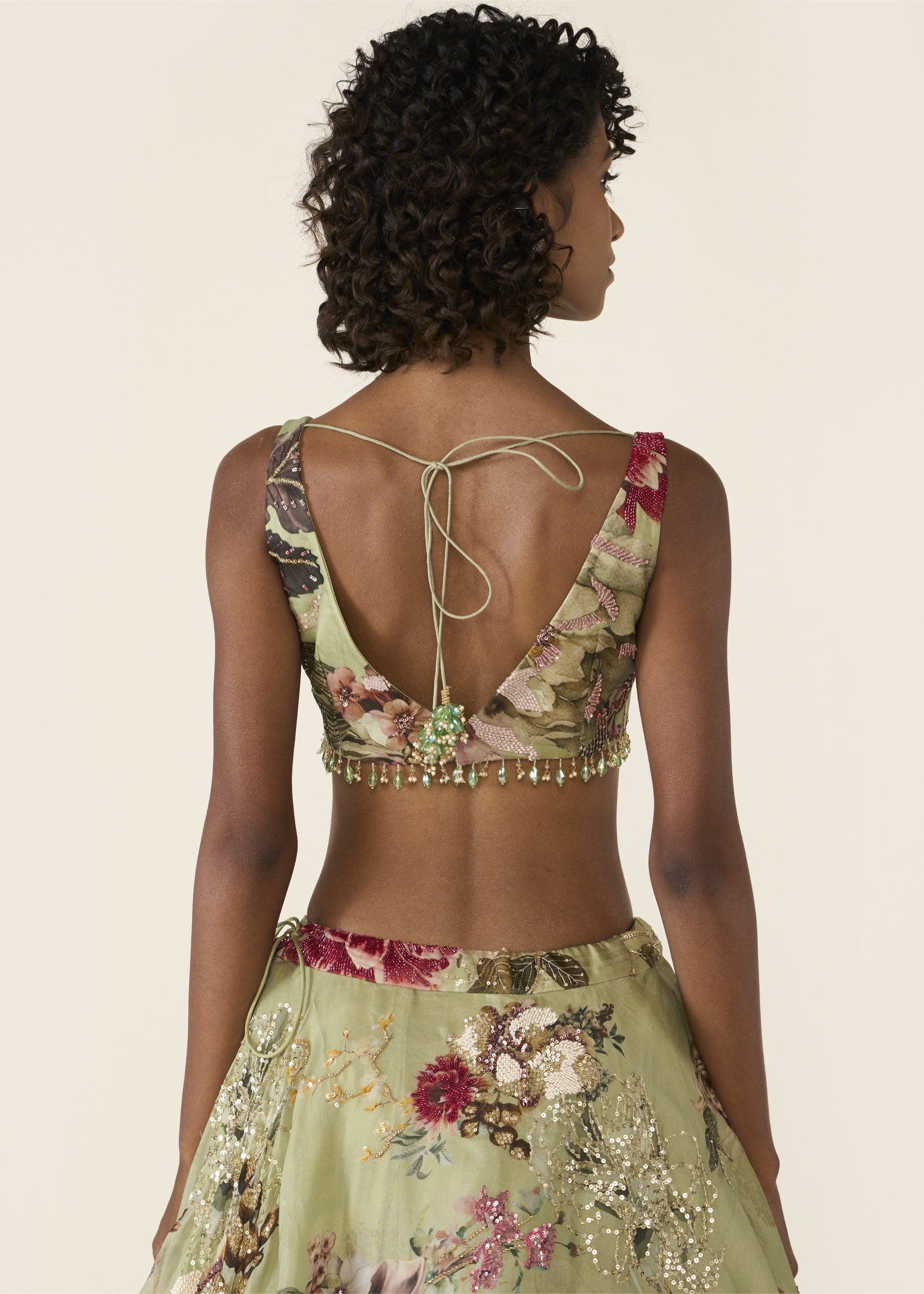 Green Printed Lehenga Set
