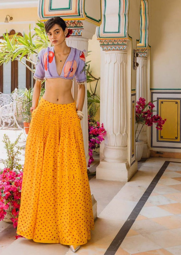 One Big Poppy Went To The Market Lehenga