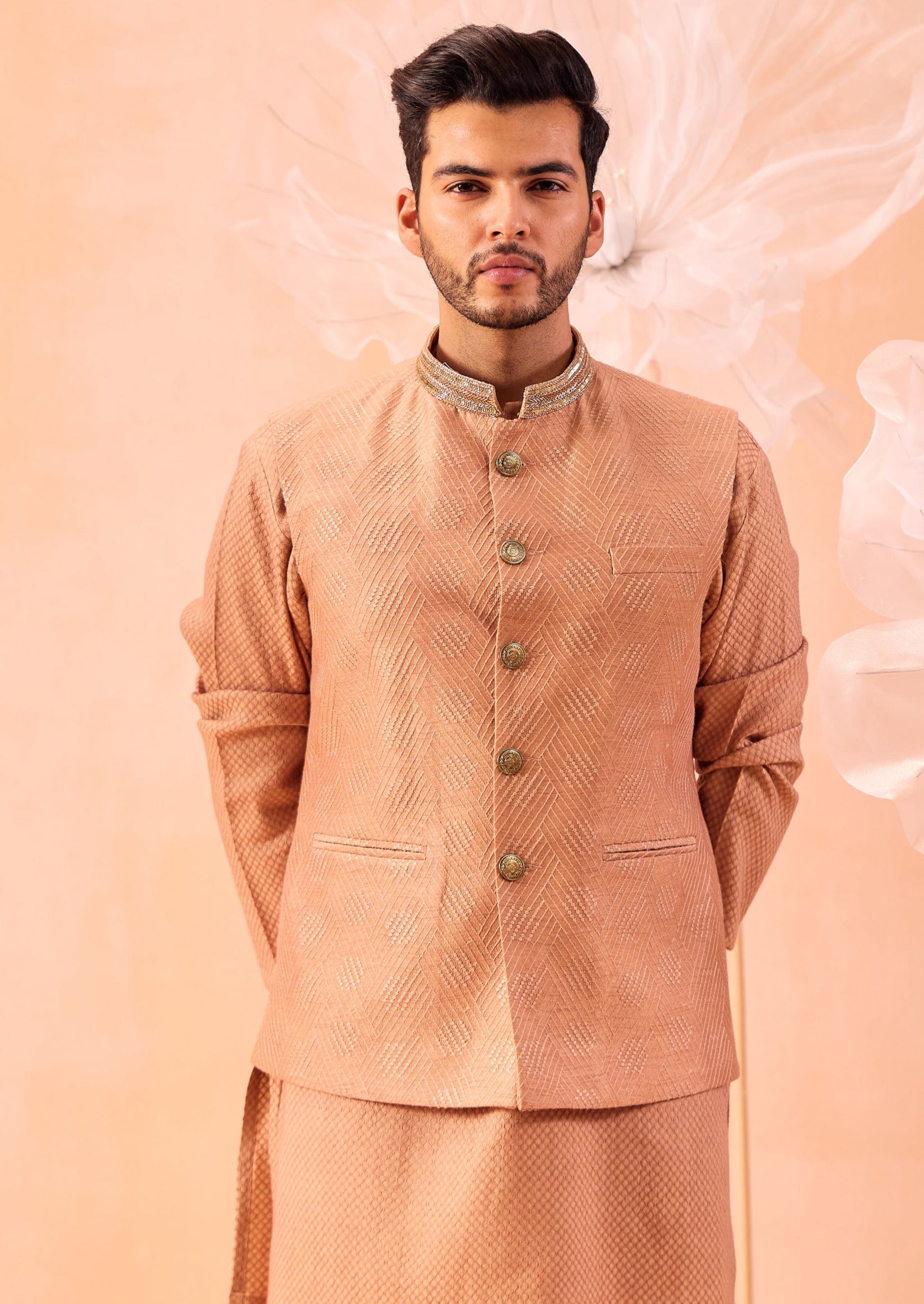 Rose Brown Nehru Jacket Set