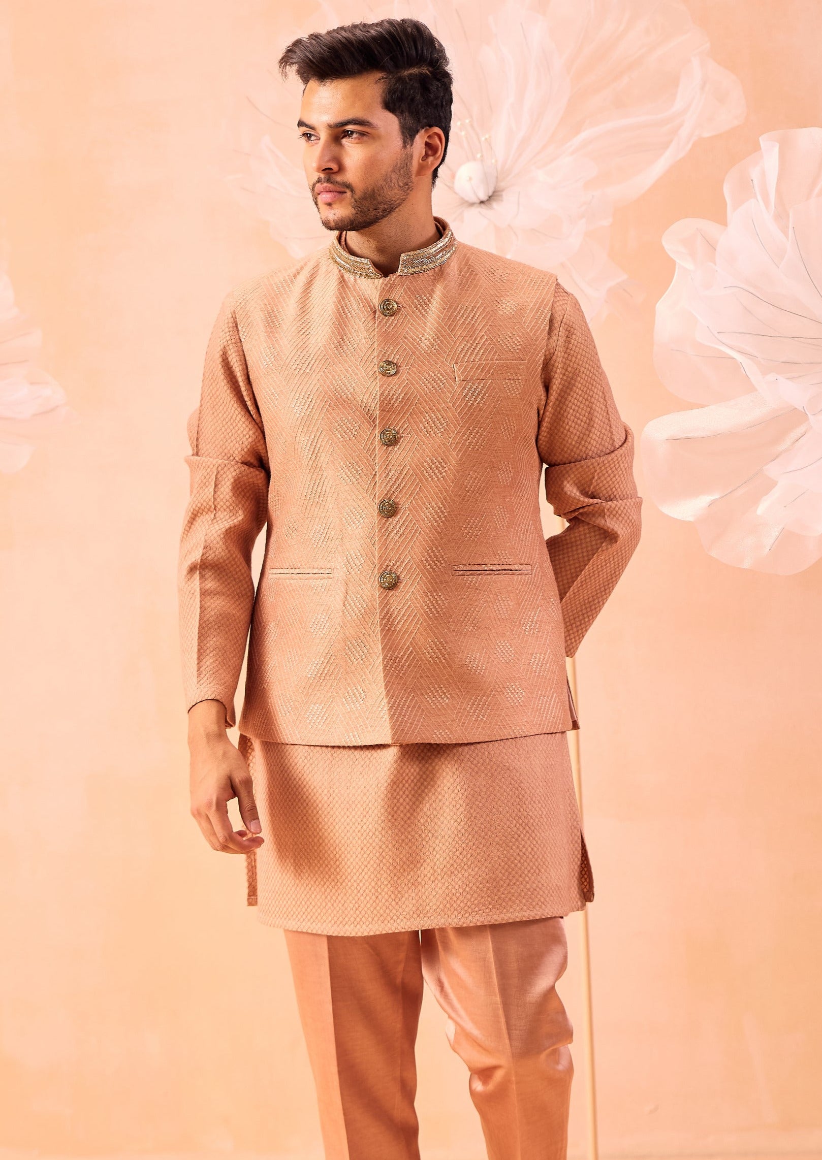 Rose Brown Nehru Jacket Set