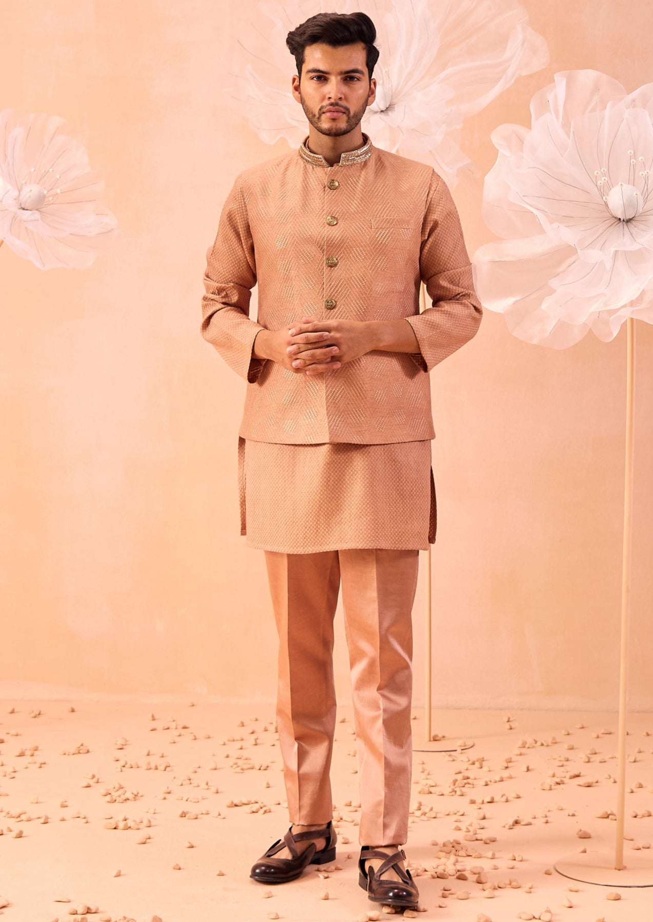 Rose Brown Nehru Jacket Set