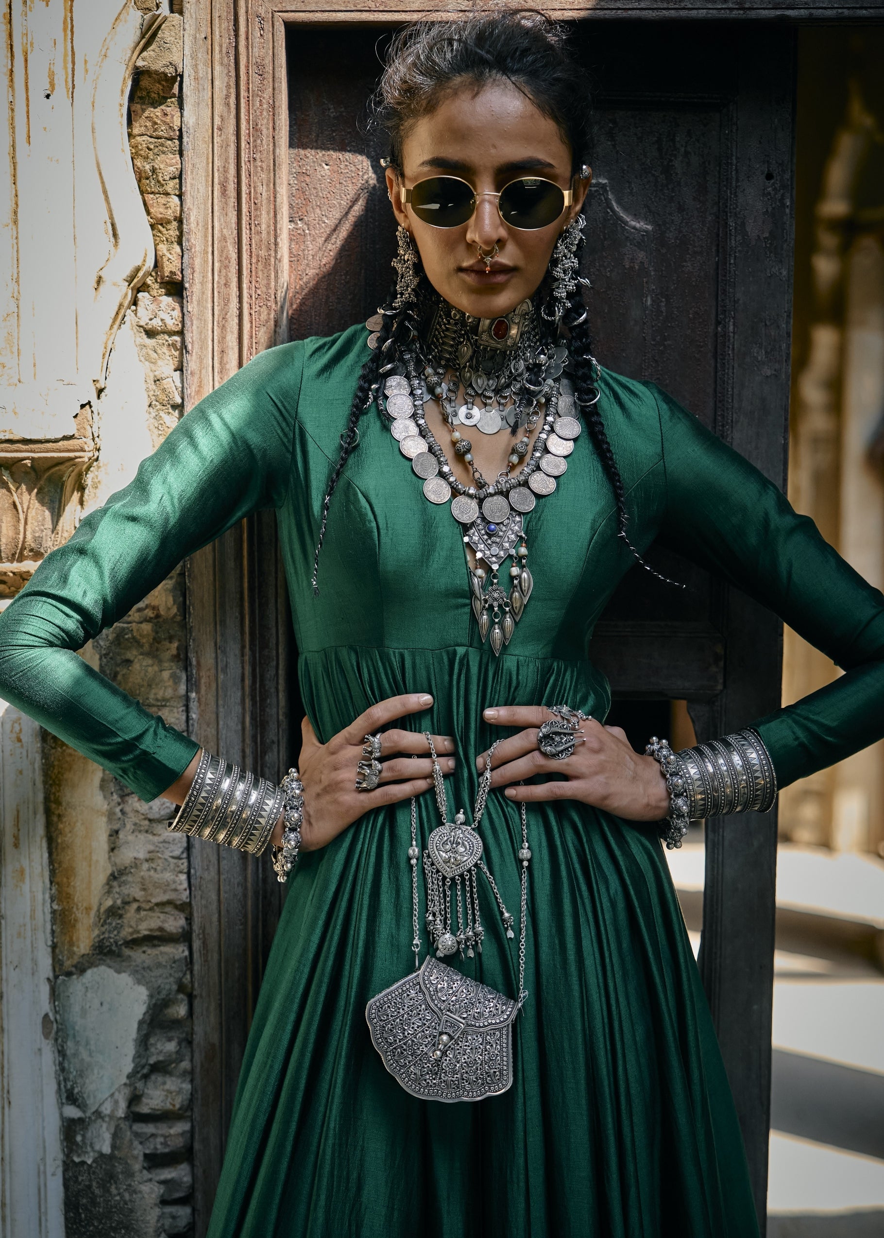 Emerald Green Anarkali Set