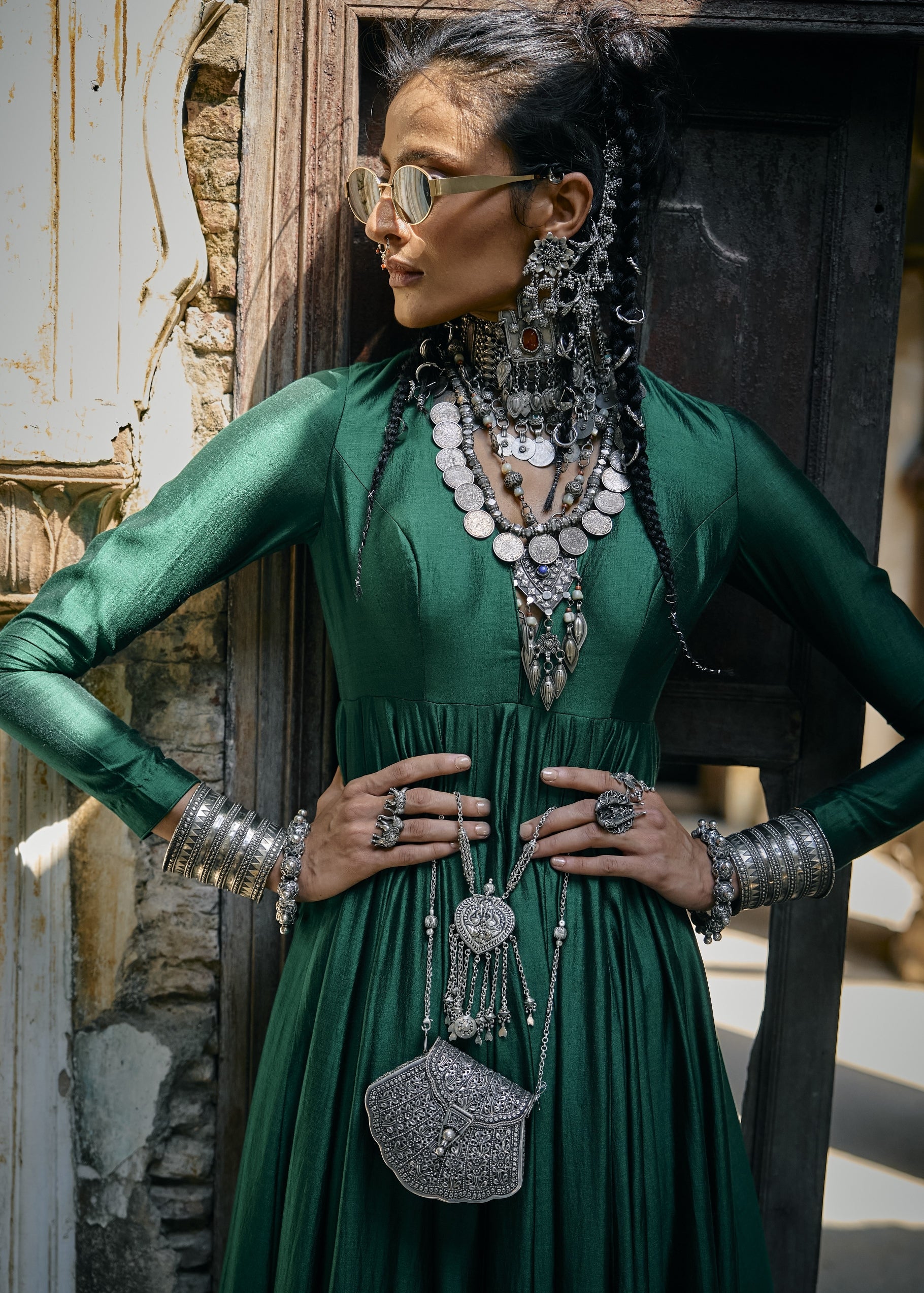 Emerald Green Anarkali Set