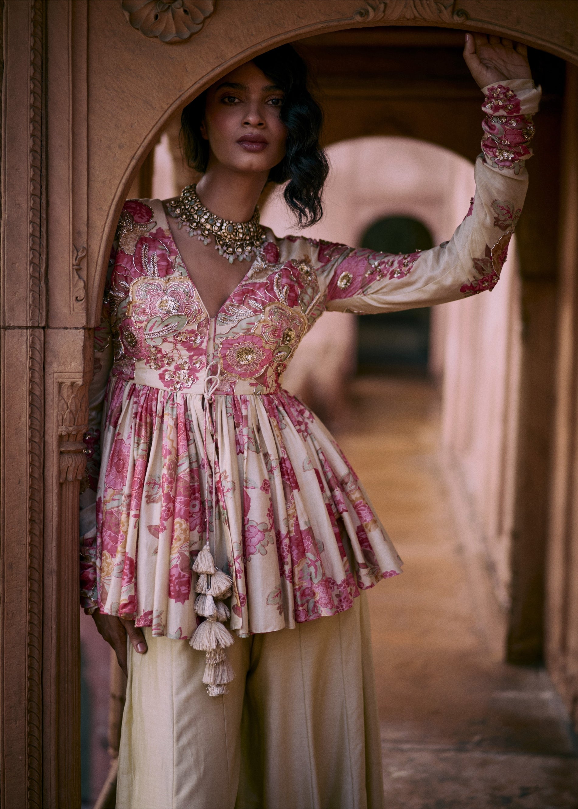 Floral Modern Peplum Set