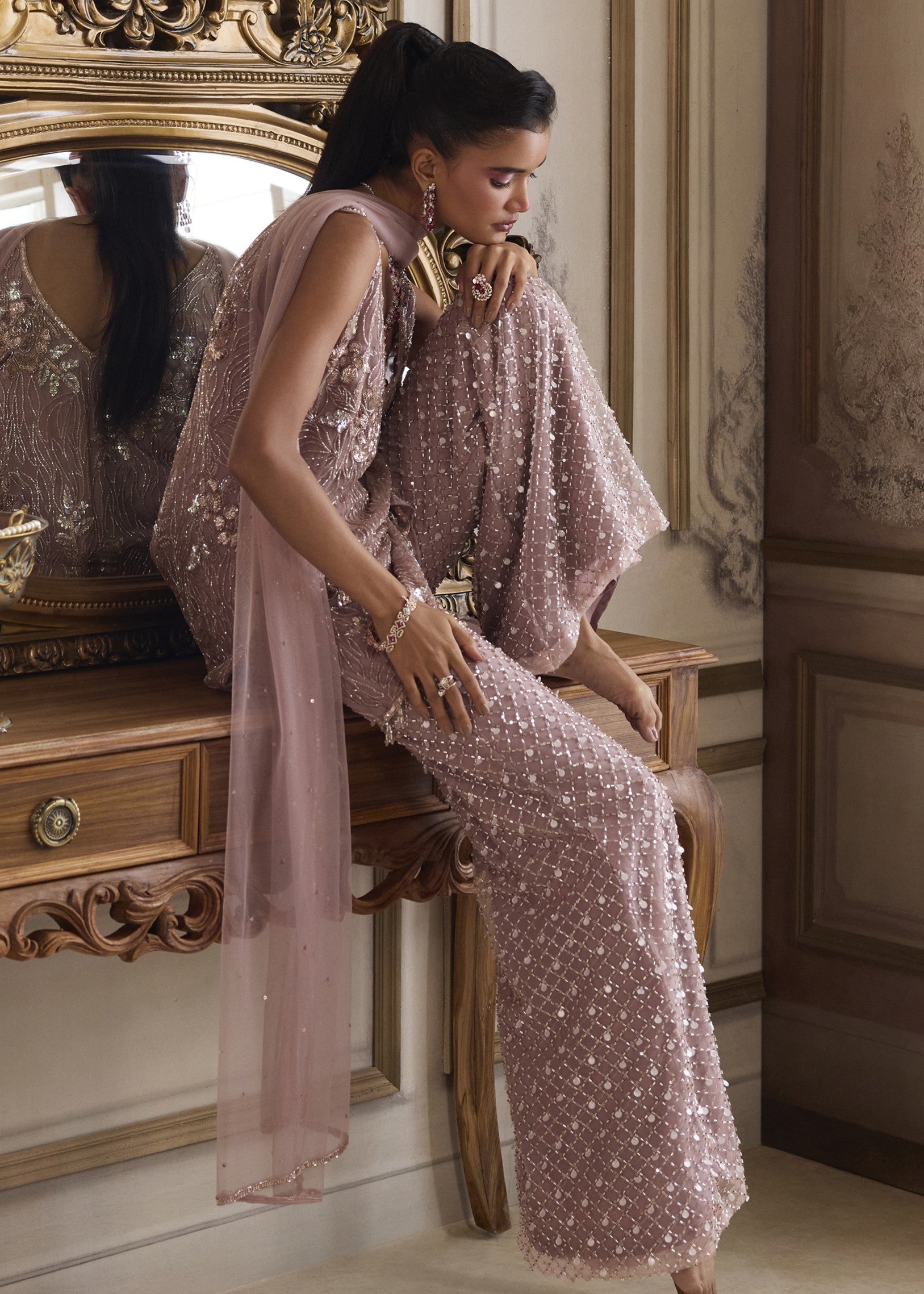 Champagne Rose Kurta And Pants Set