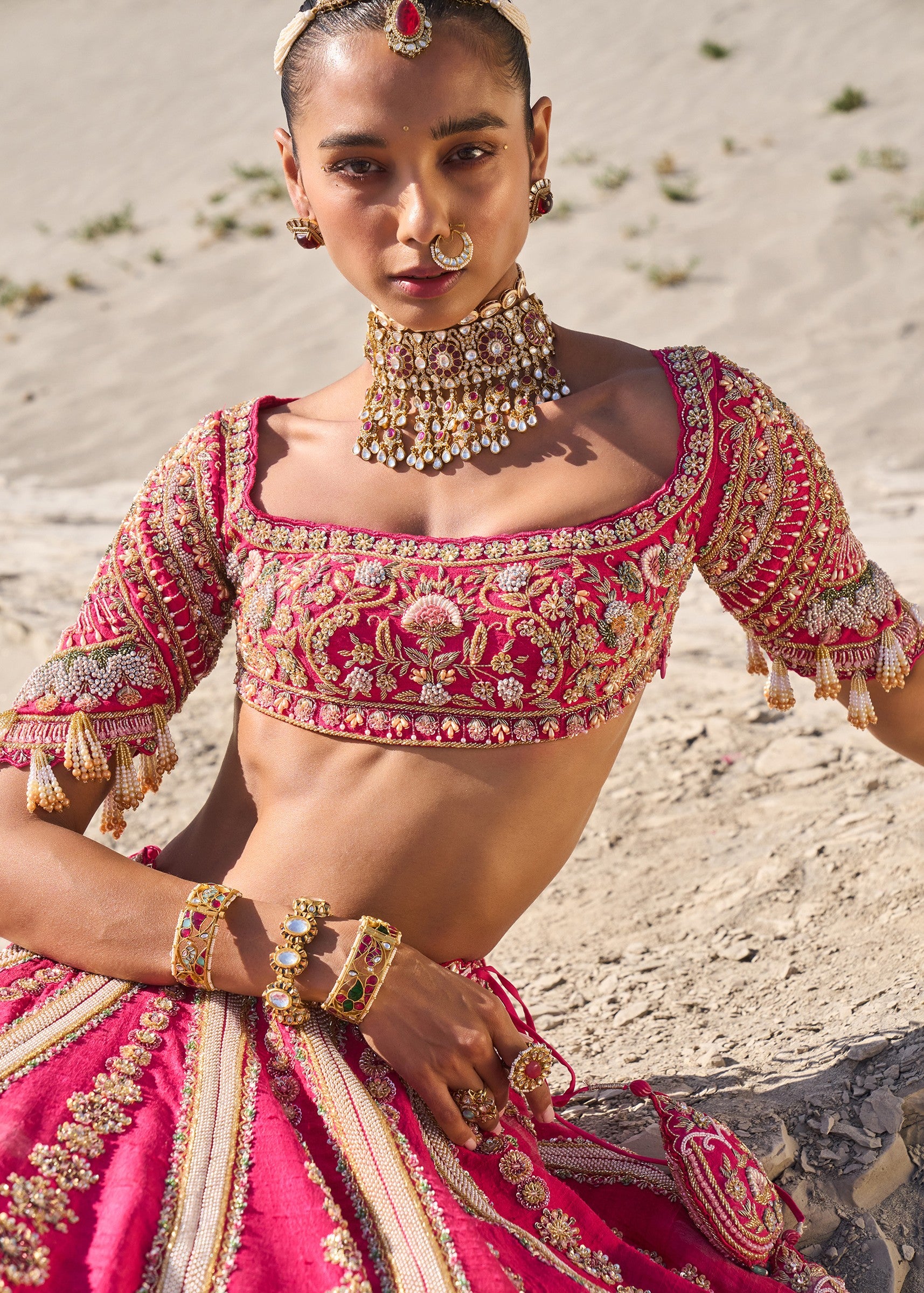 Pink Embroidered Bridal Lehenga