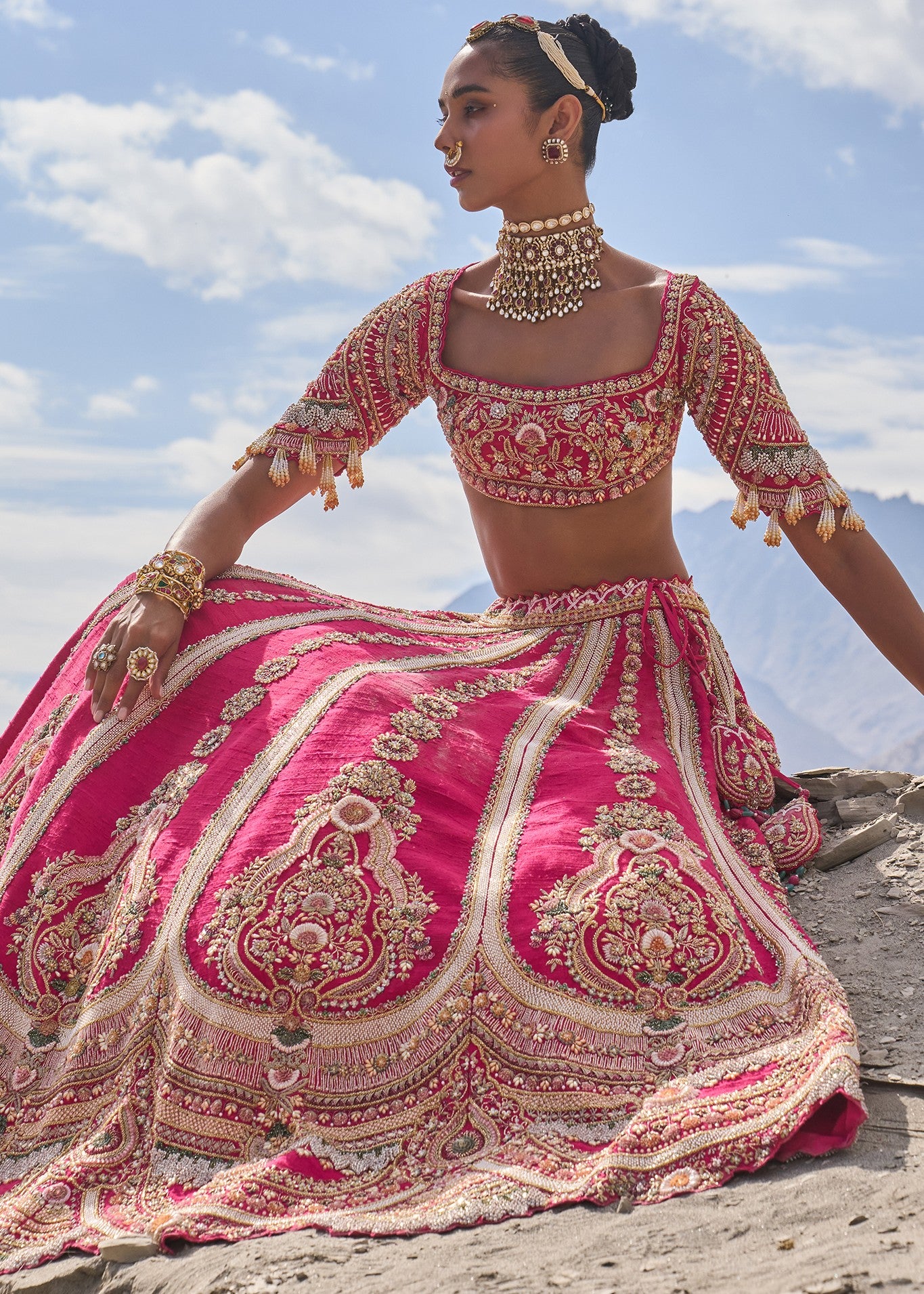 Pink Embroidered Bridal Lehenga
