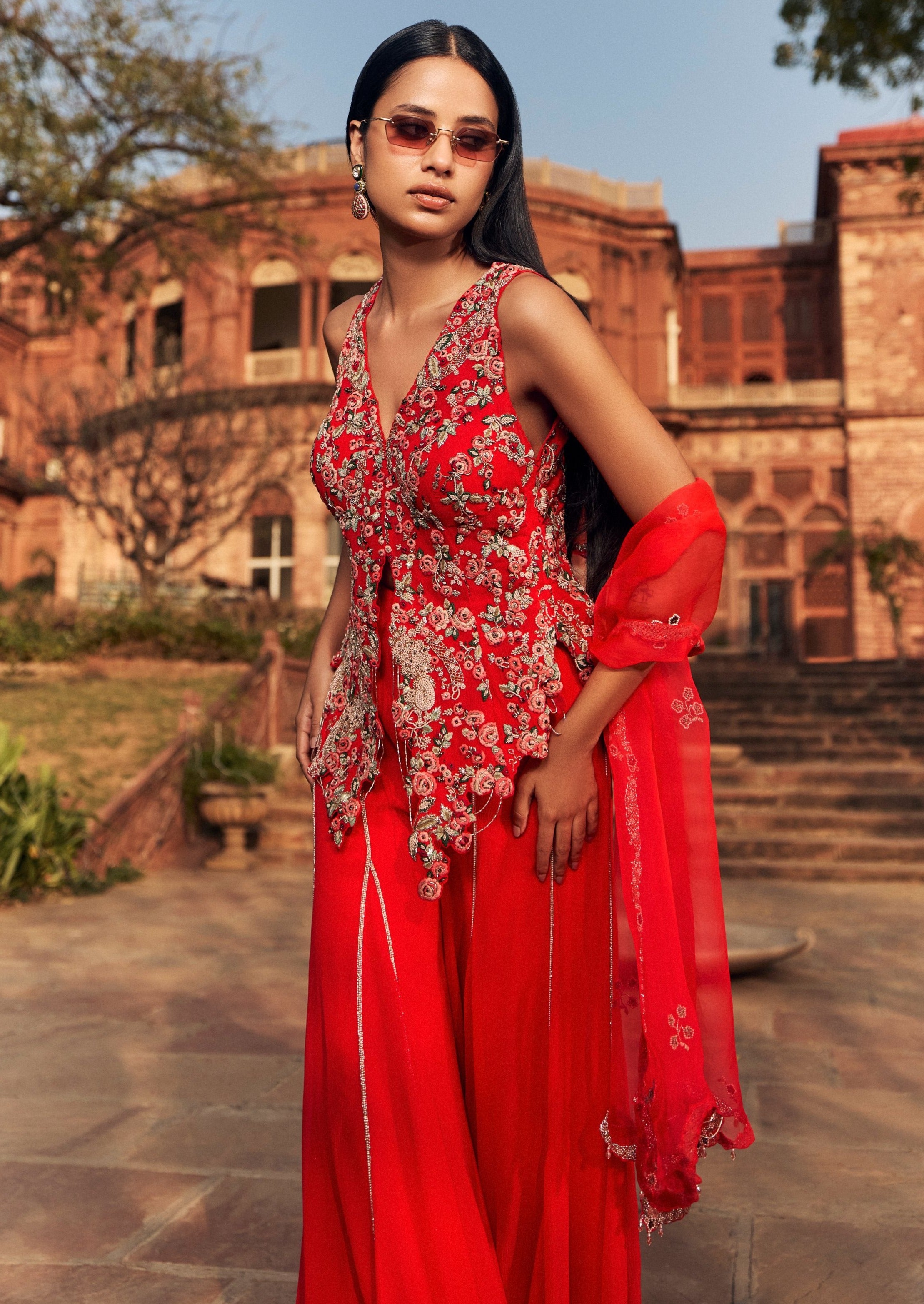 Humaira Chiffon Jacket and Sharara Set