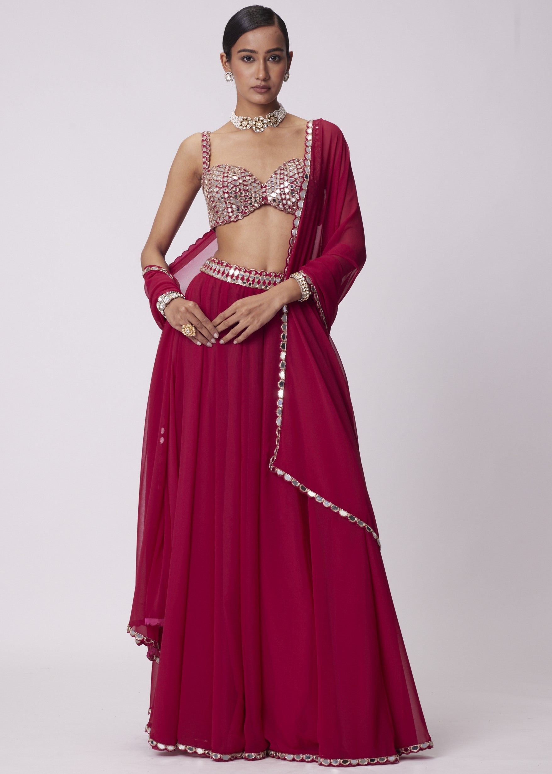 Crimson Red Lehenga Pants Set