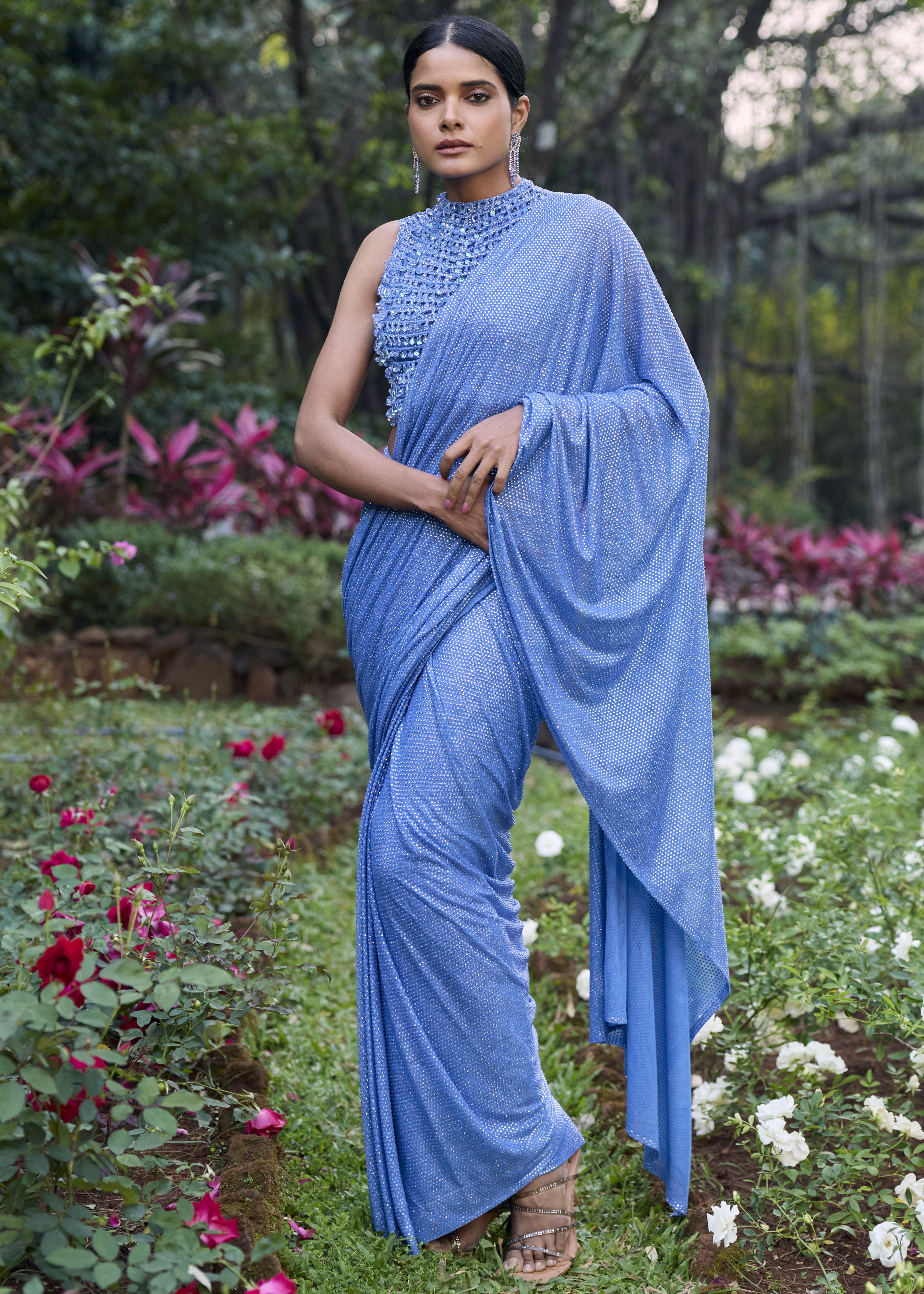 Neel Tara Crystal Sari Set