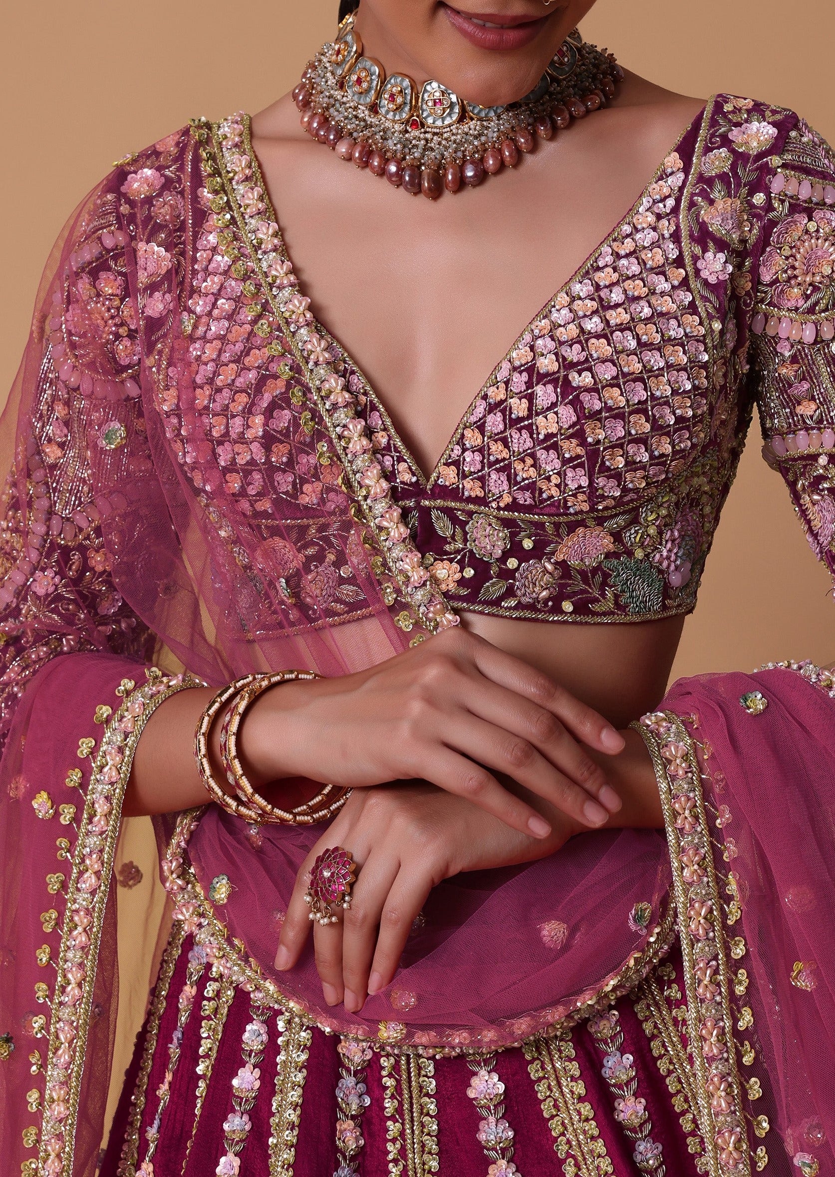 Scarlet Red Raw Silk Lehenga with Koti Style Blouse Set