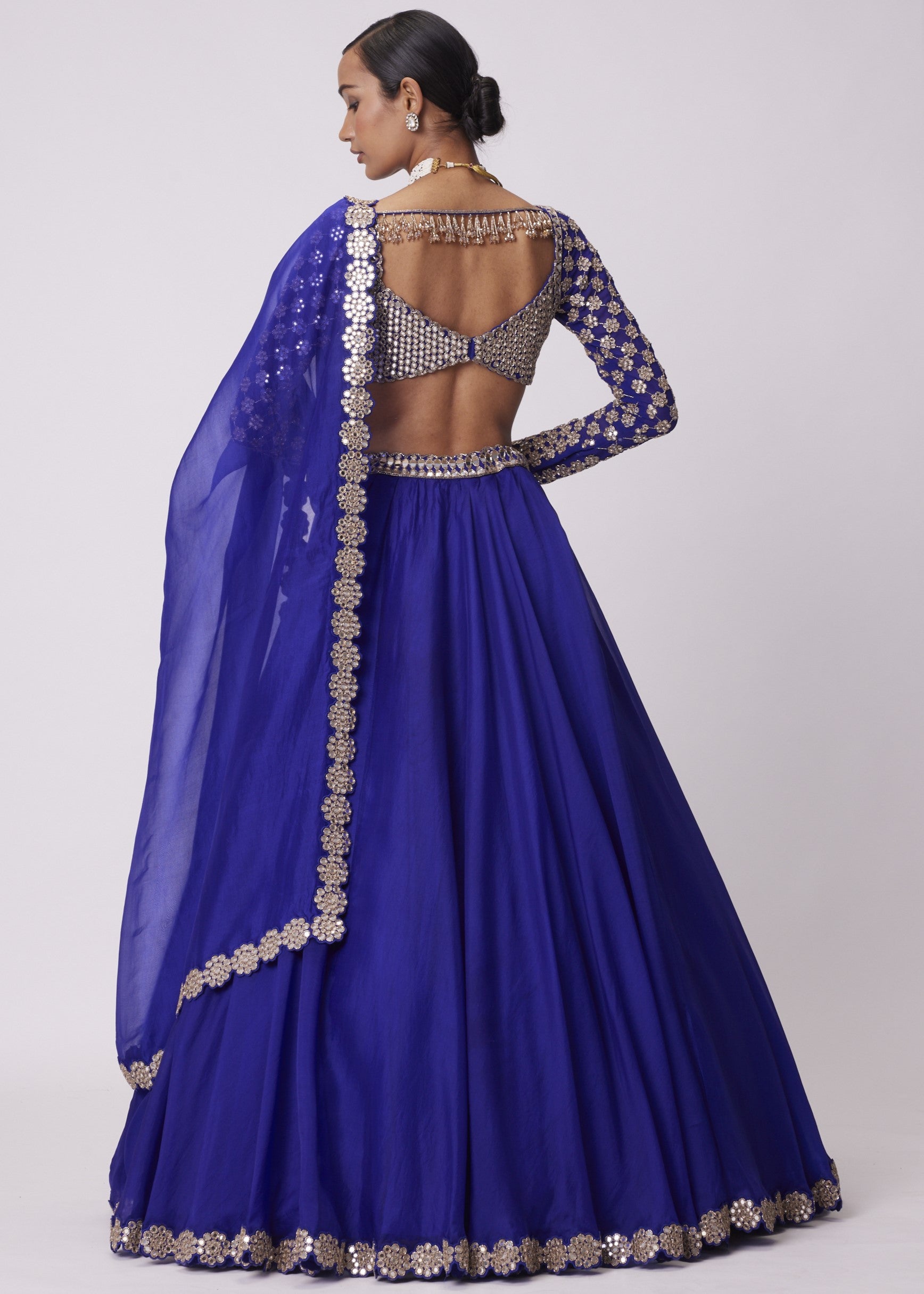 Persian Blue Hand Embroidered Lehenga Set