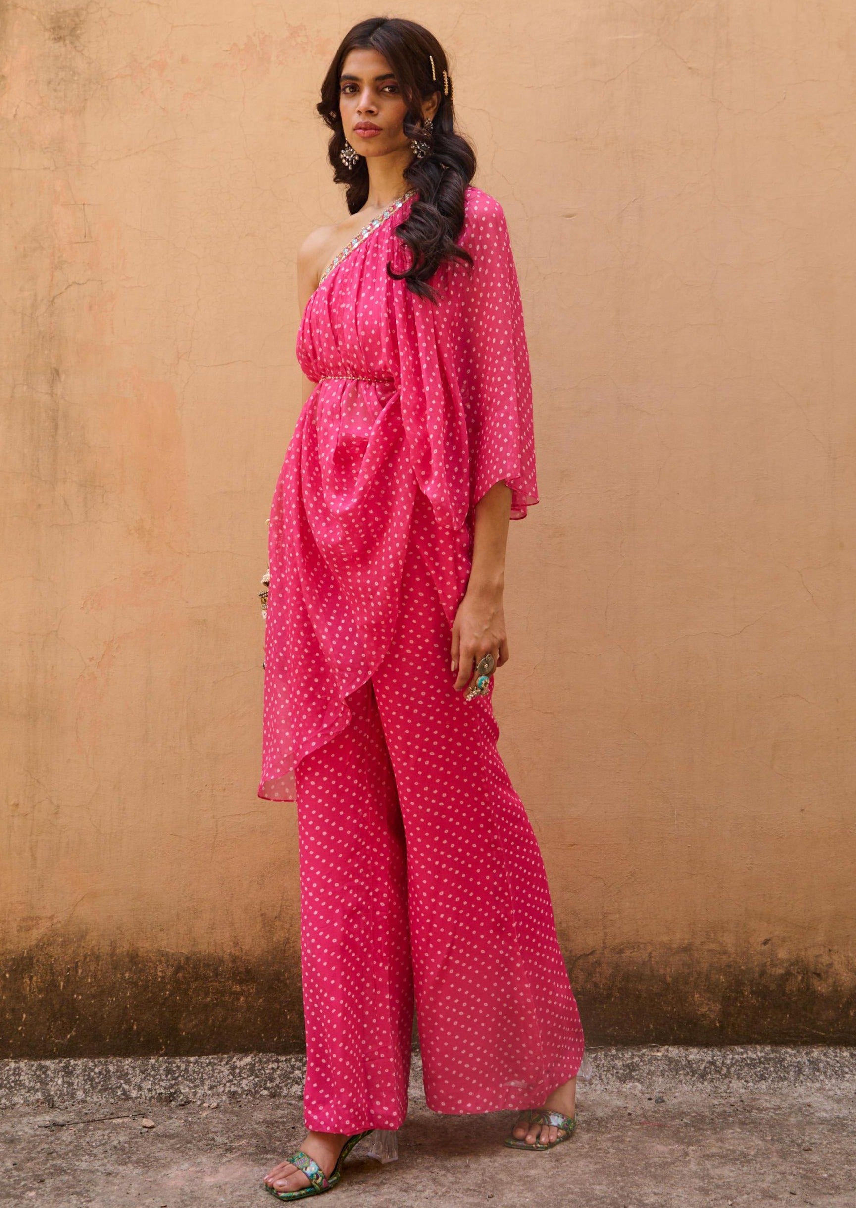 Jaipur Pink One Shoulder Set