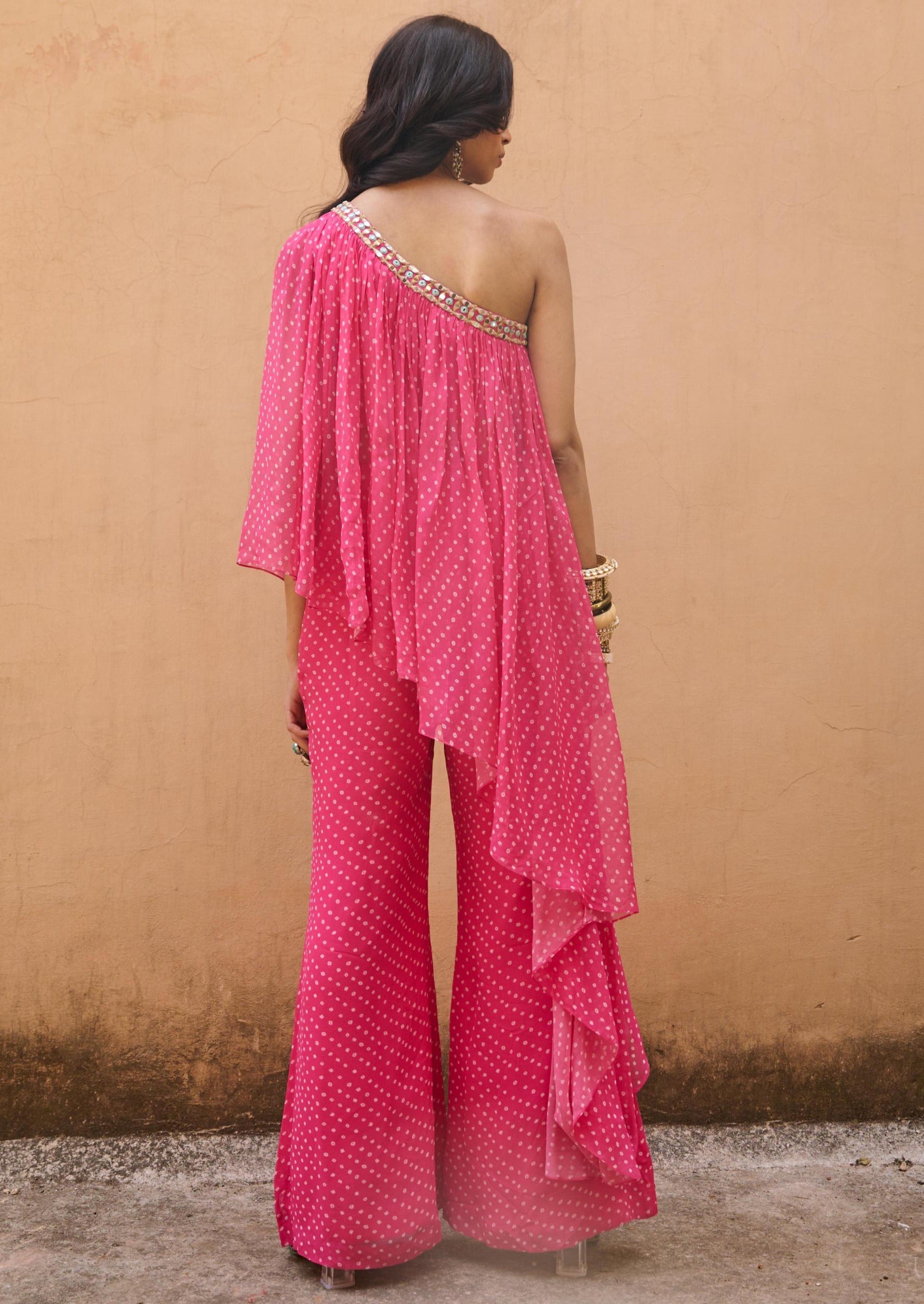 Jaipur Pink One Shoulder Set