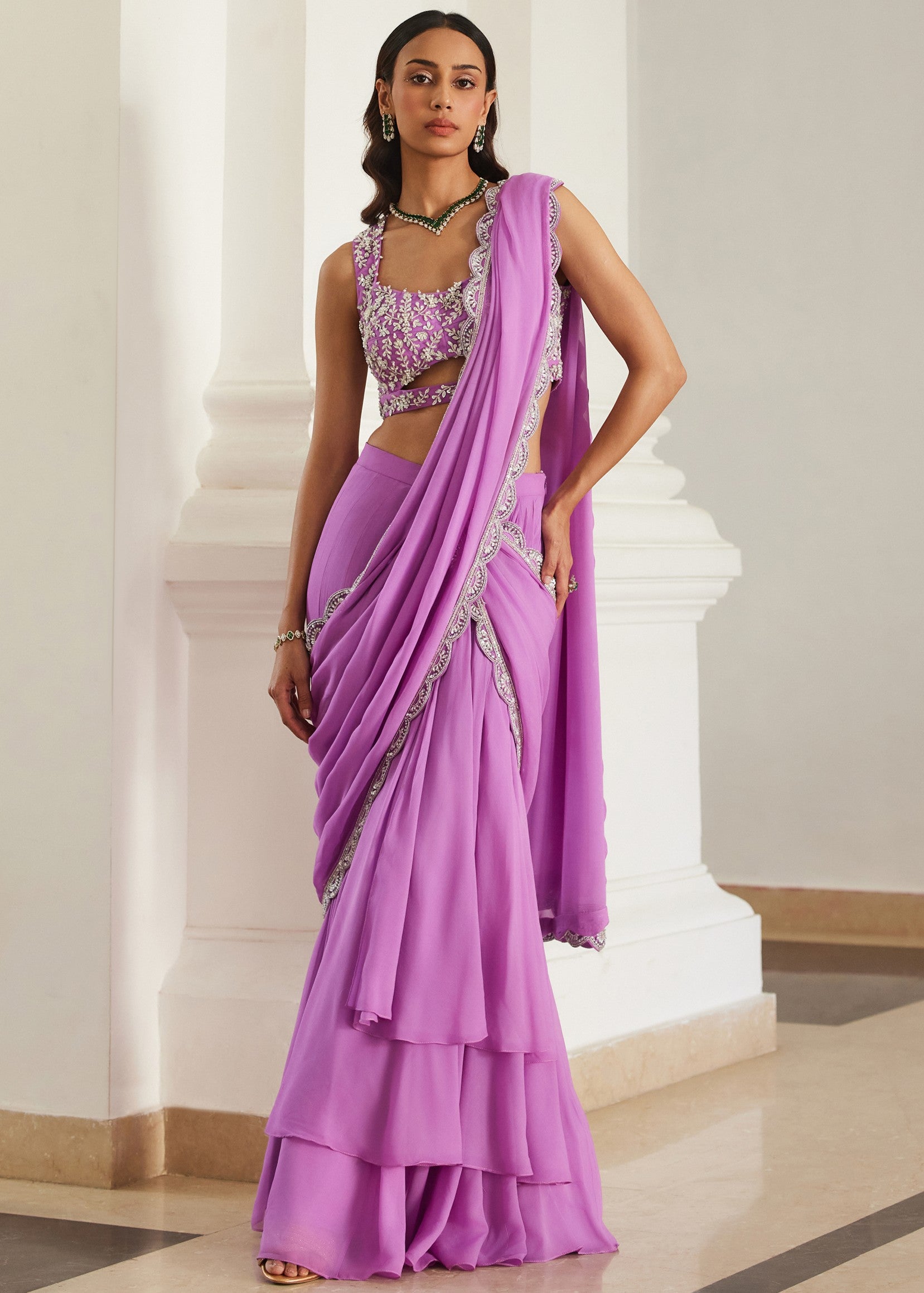 Bubblegum Pink Drape Sari