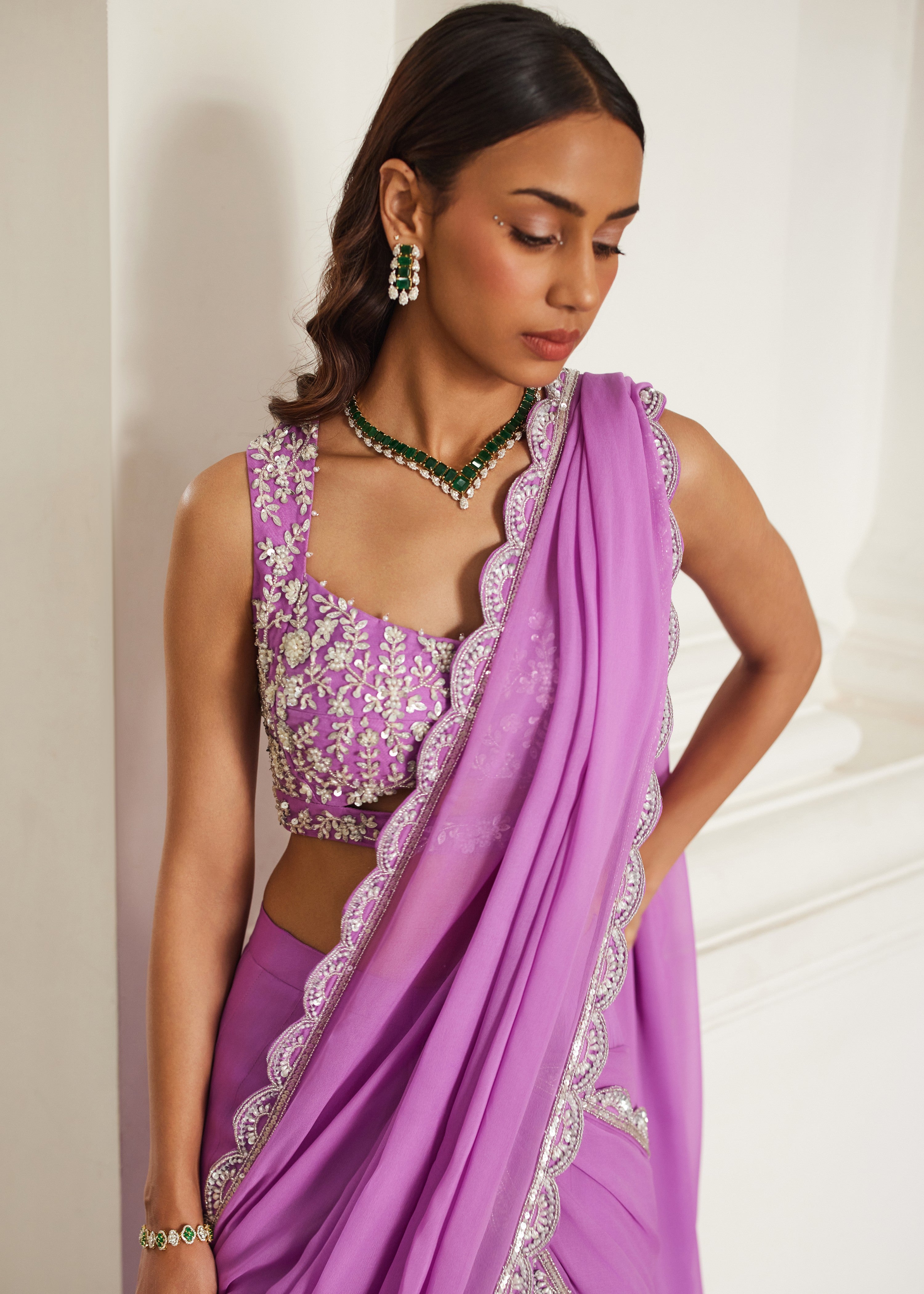 Bubblegum Pink Drape Sari