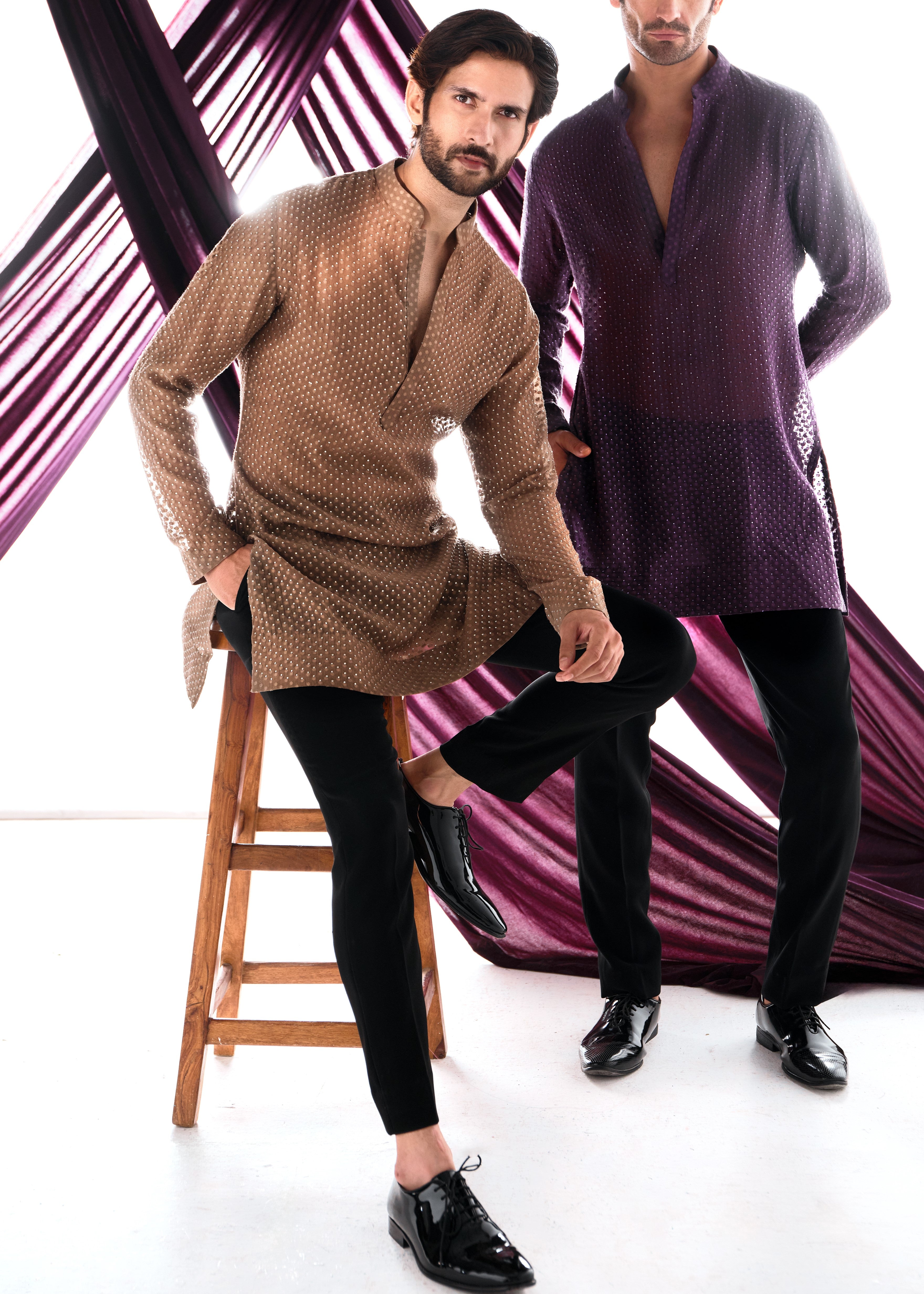 Taupe Swarosvki Kurta