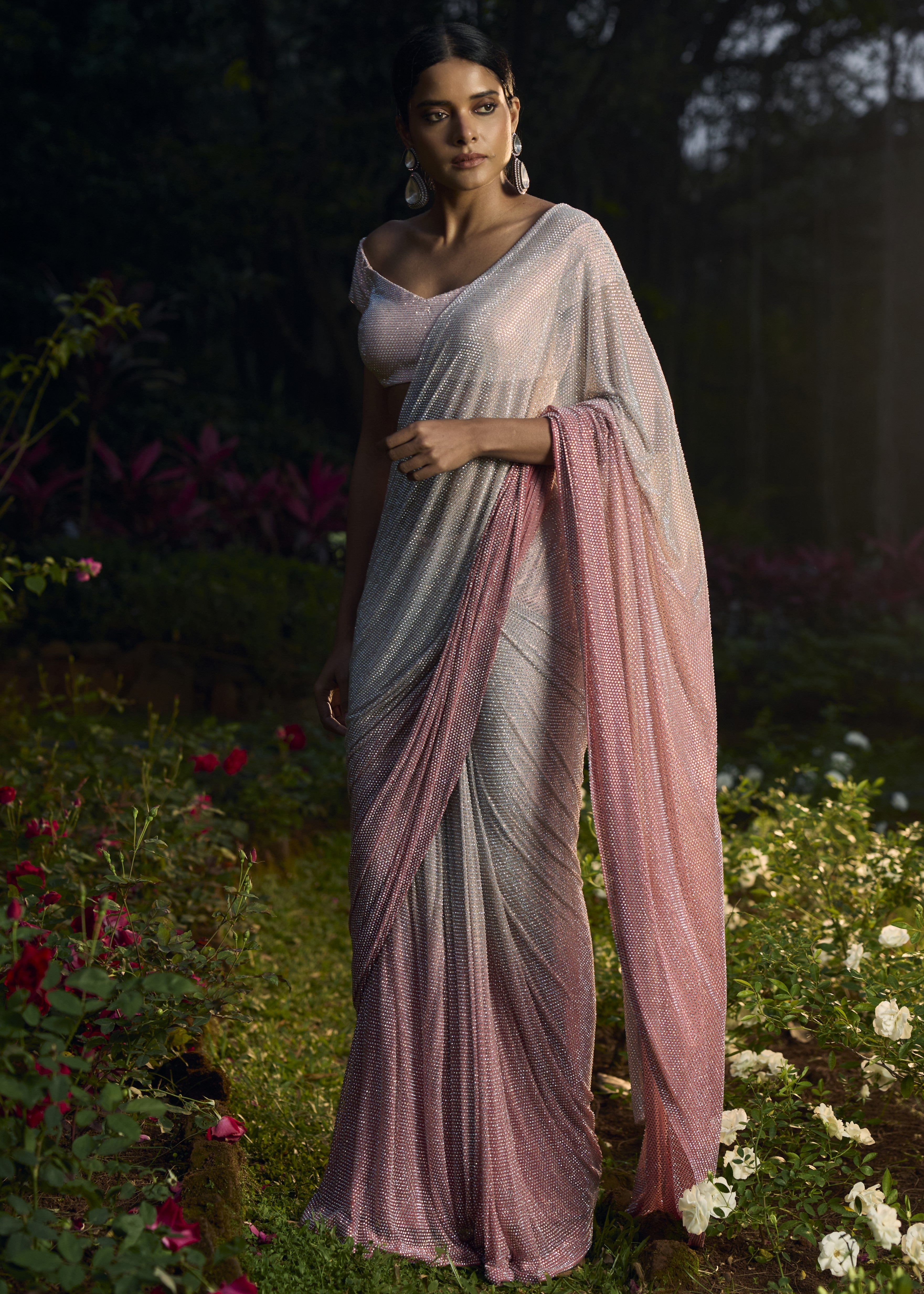 Gulrangi Crystal Sari Set