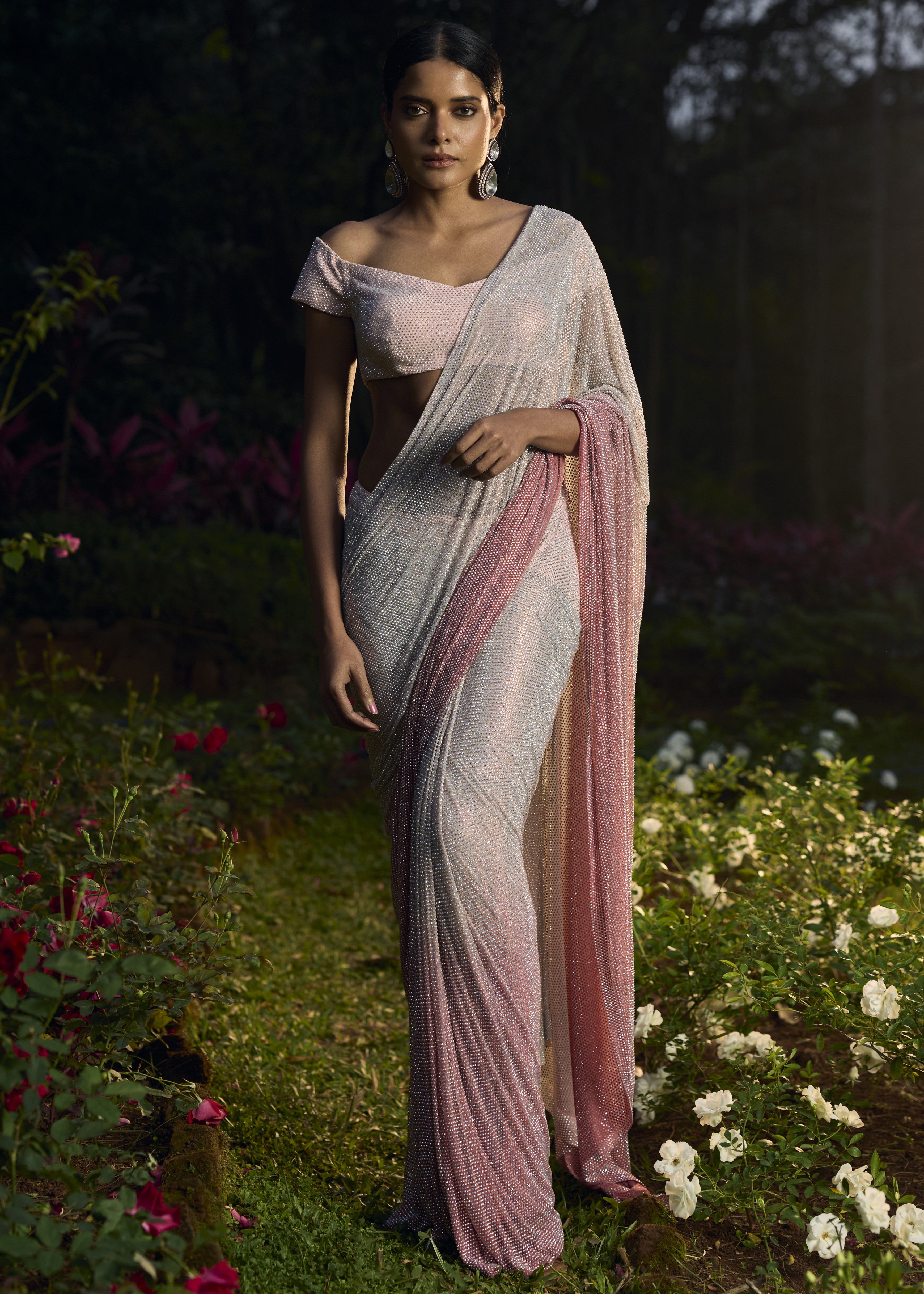 Gulrangi Crystal Sari Set