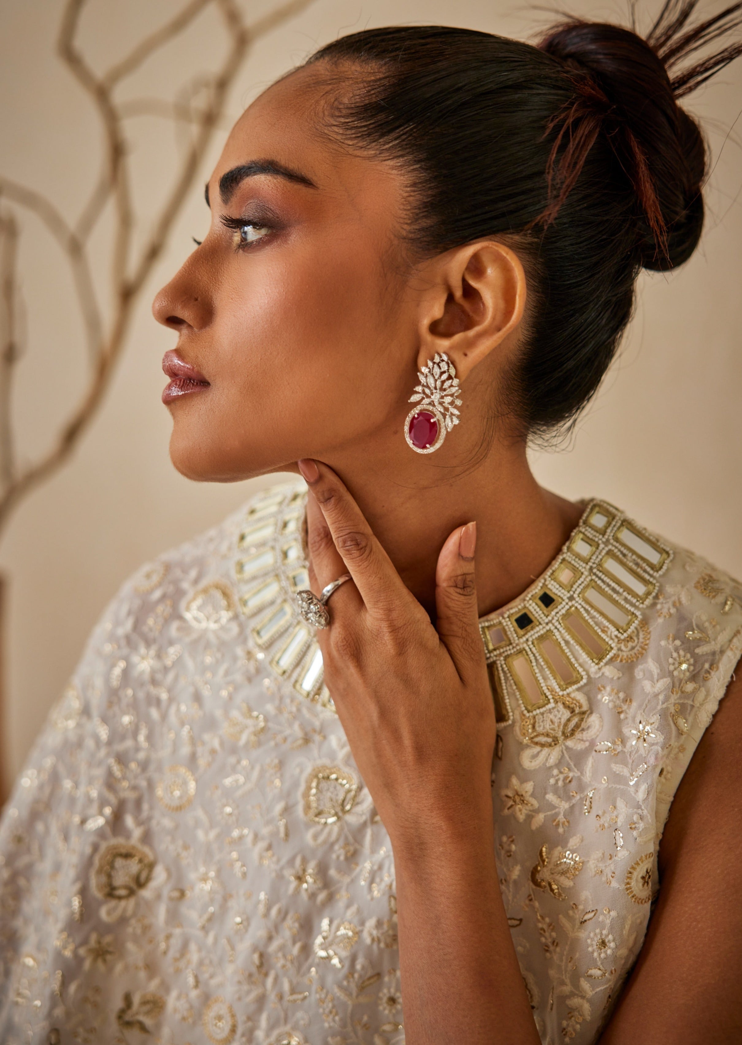 Chikankari Asymmetrical Cape