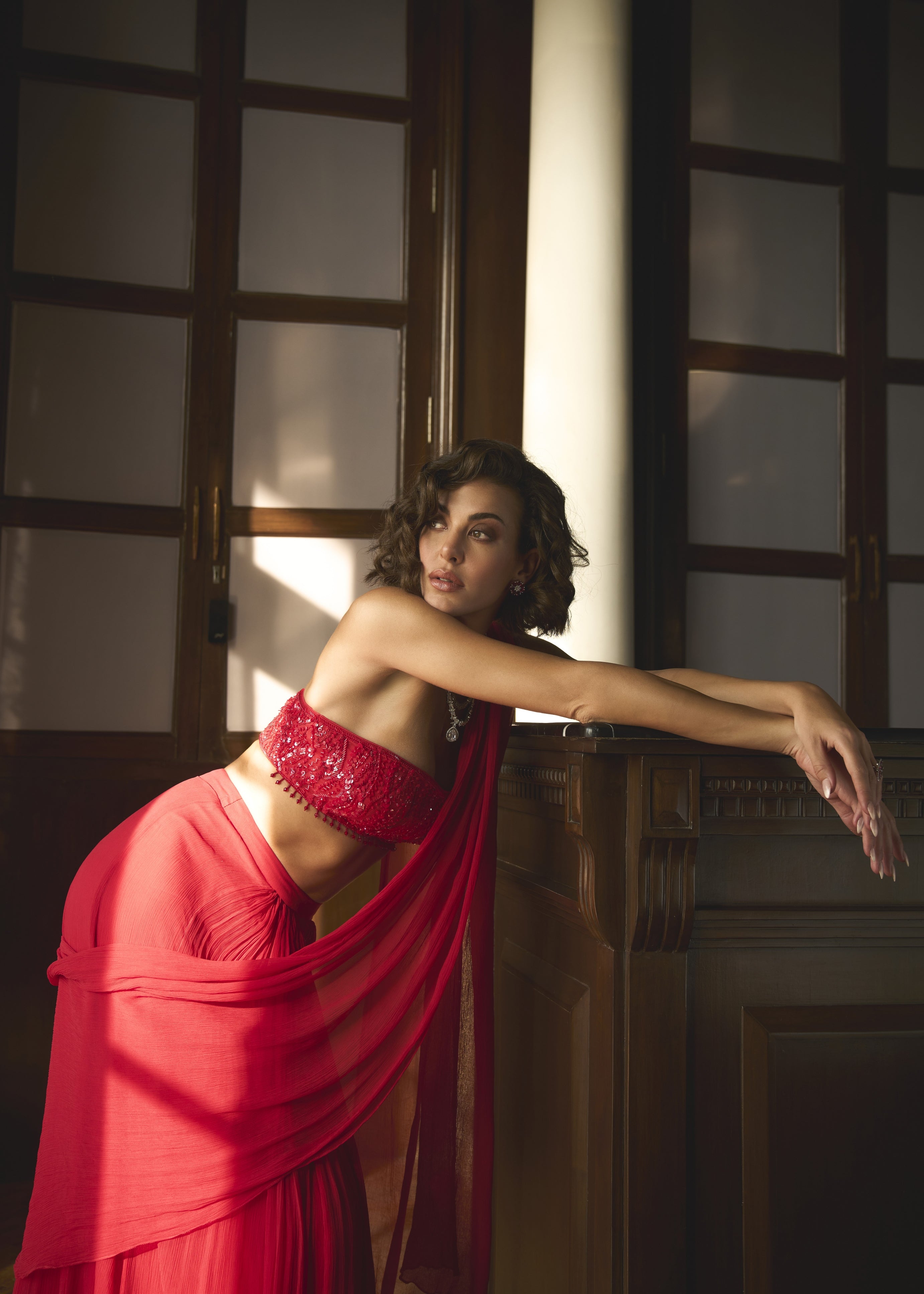 Red Bustier Sari