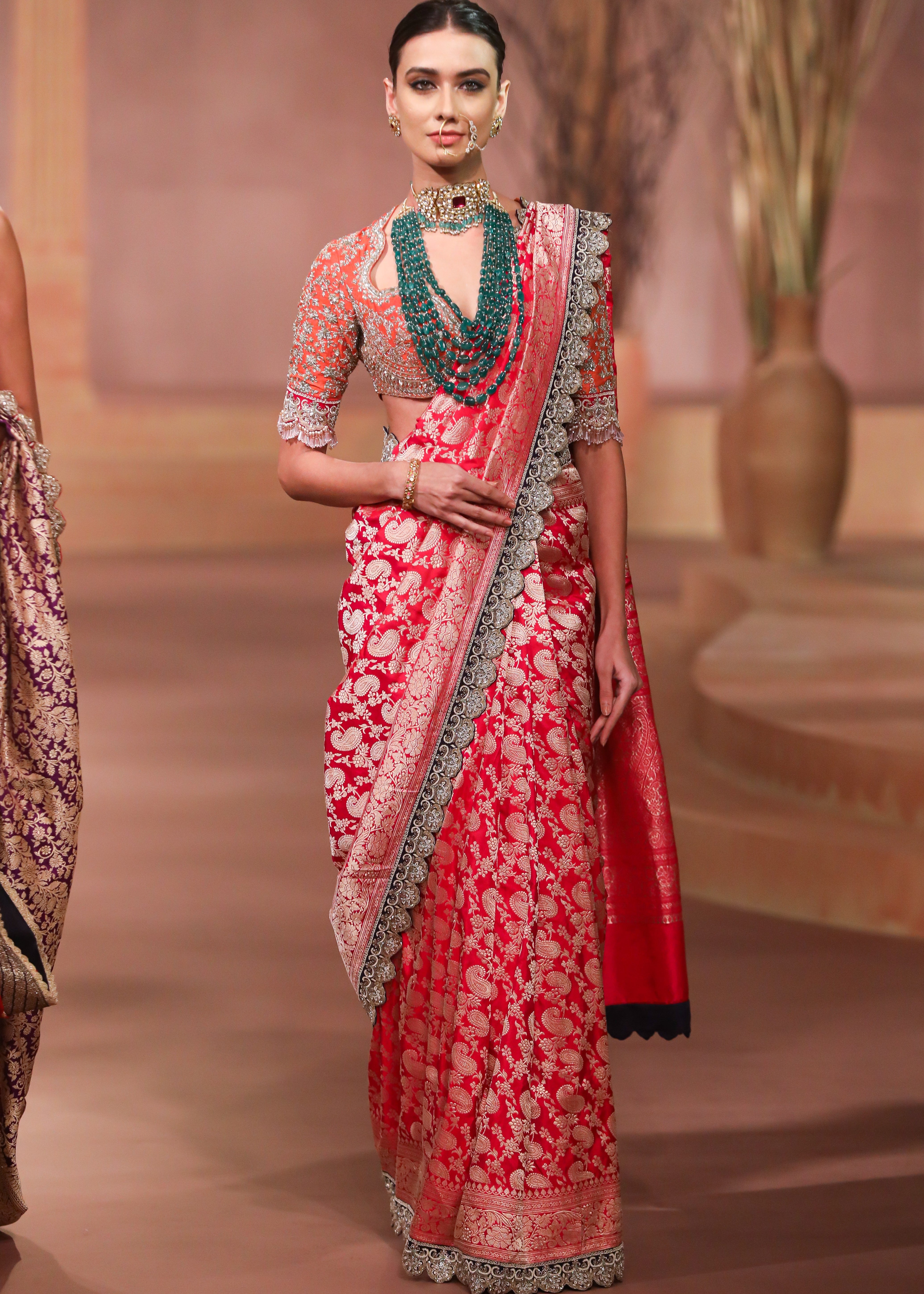 Rani Pink Banarasi Sari Set