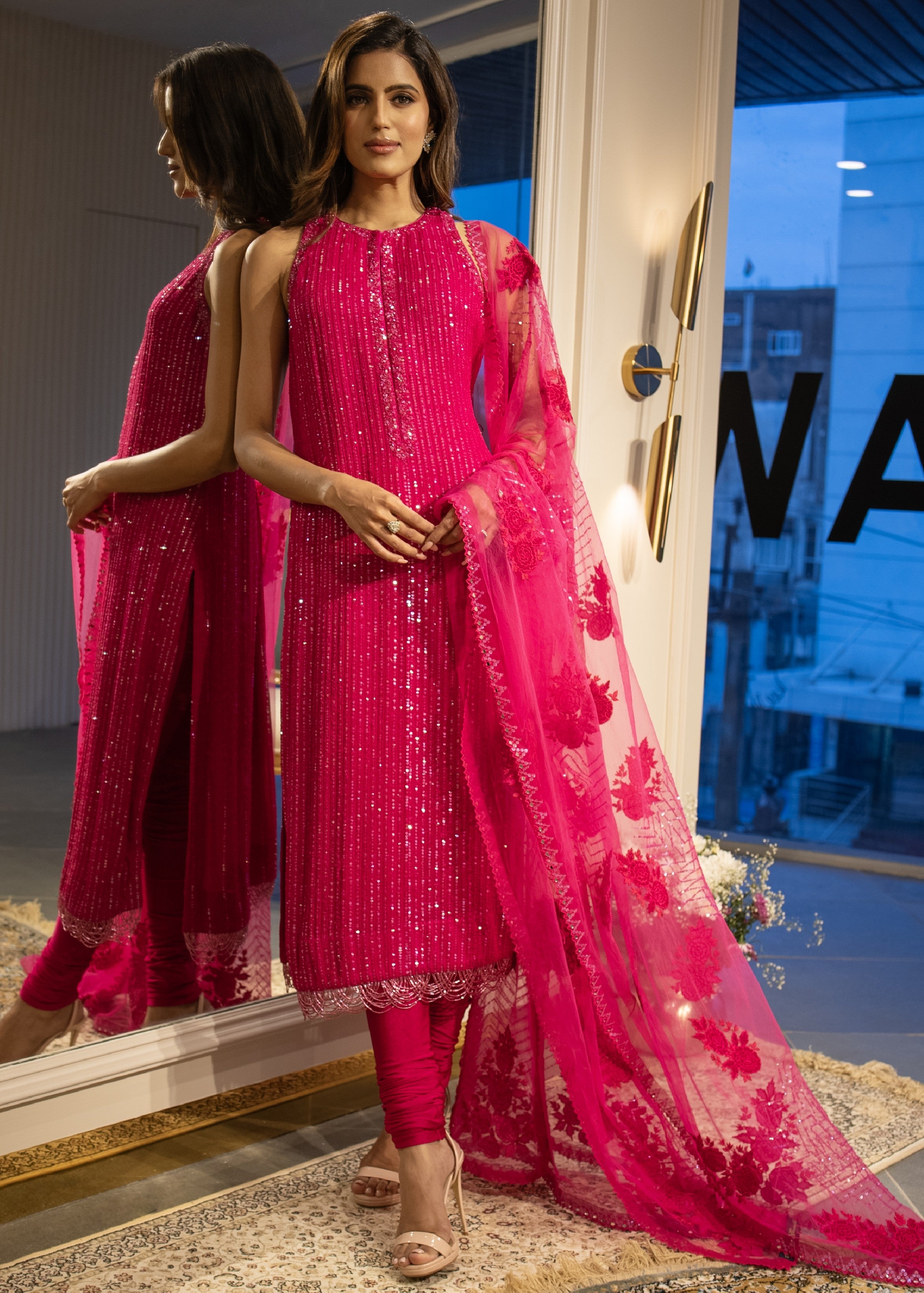 Hot Pink Sequins Suit