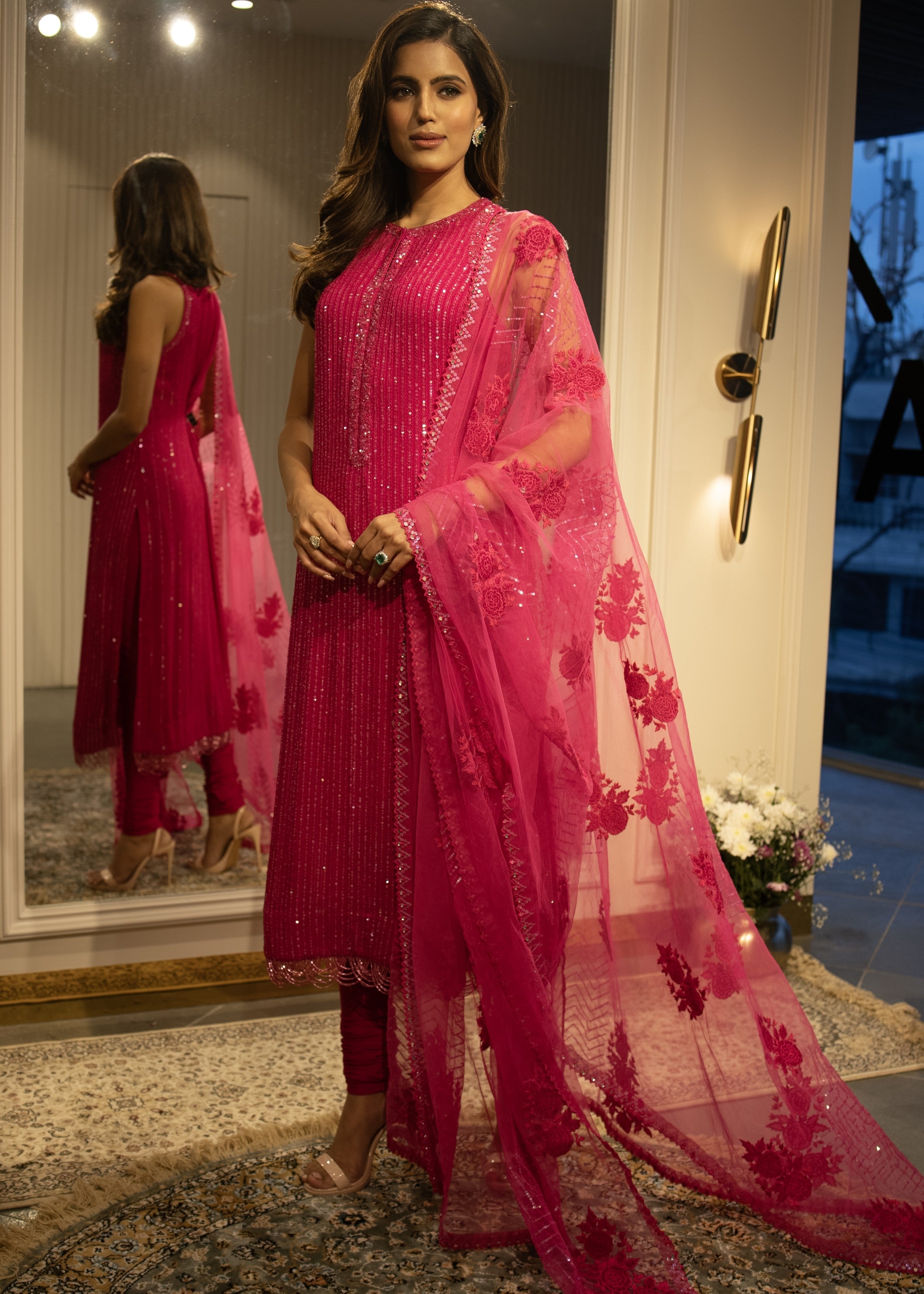 Hot Pink Sequins Suit