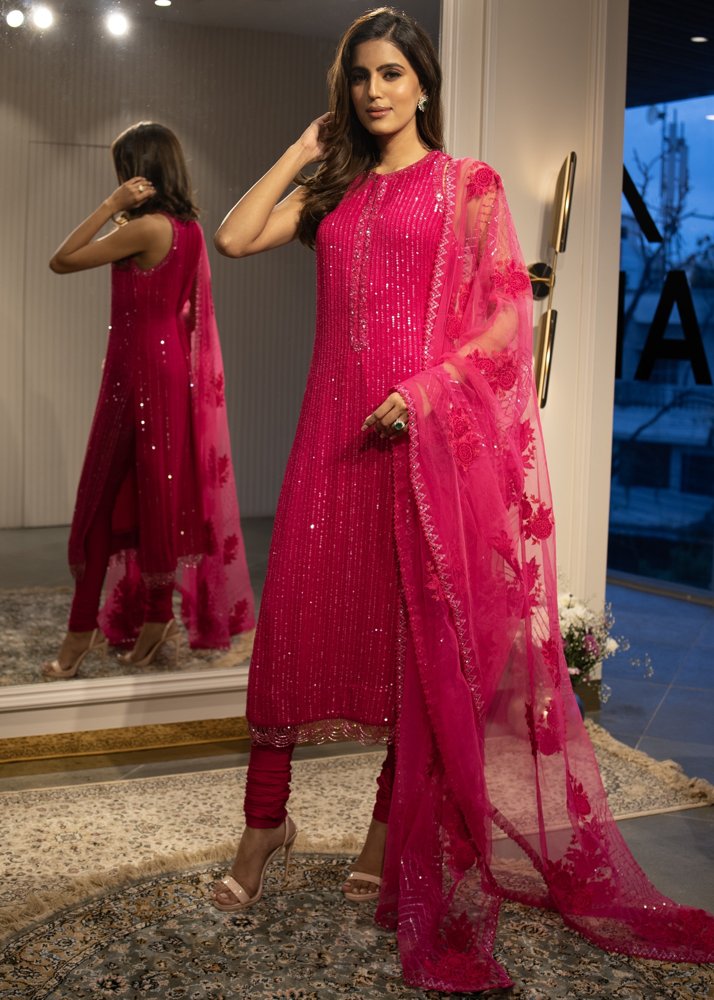 Hot Pink Sequins Suit