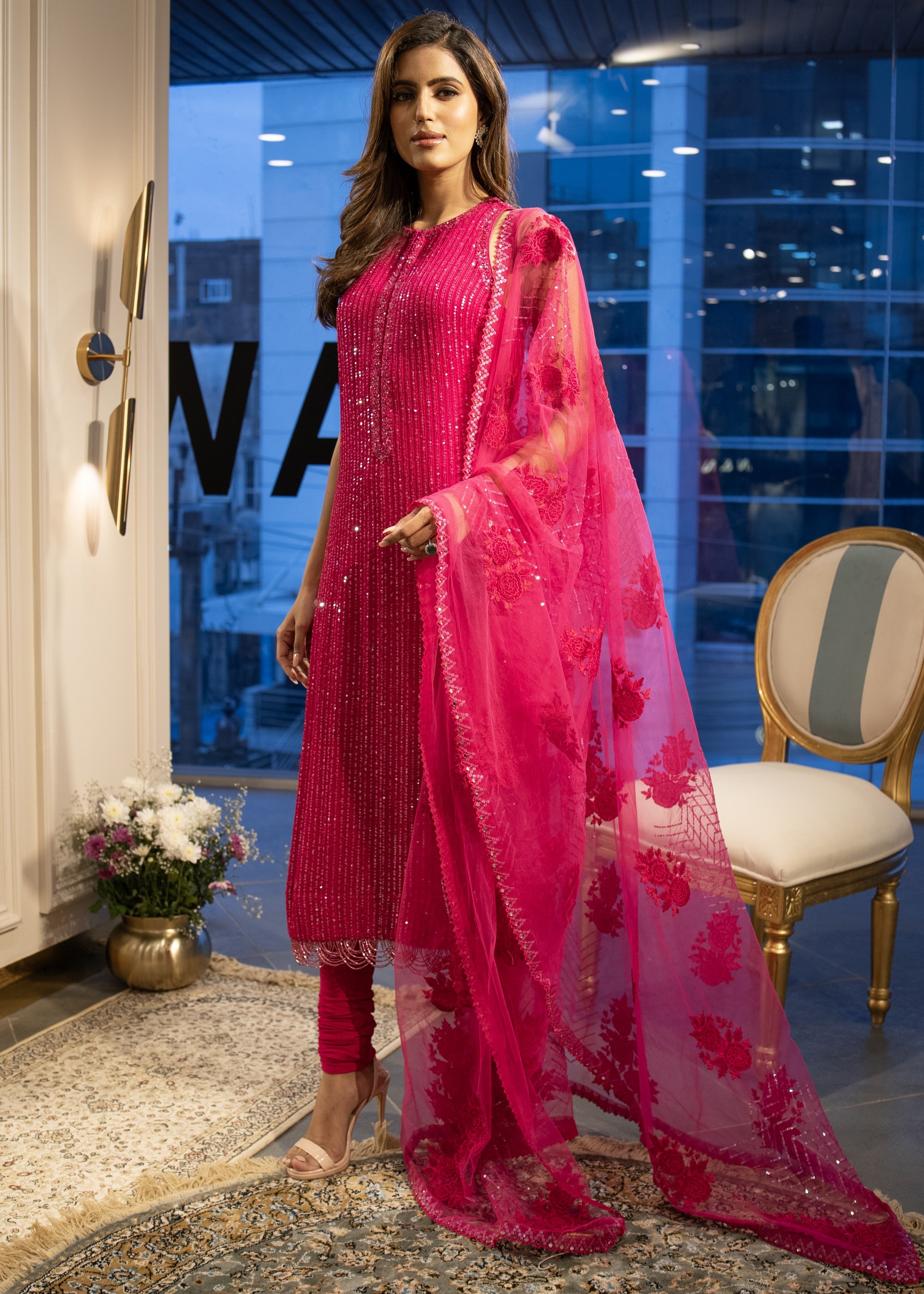 Hot Pink Sequins Suit