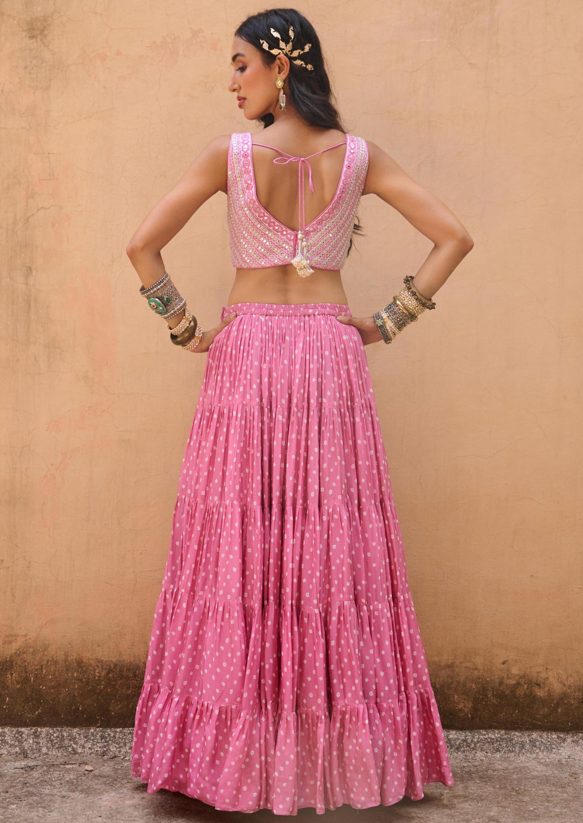 Pale Pink Bandhani Set
